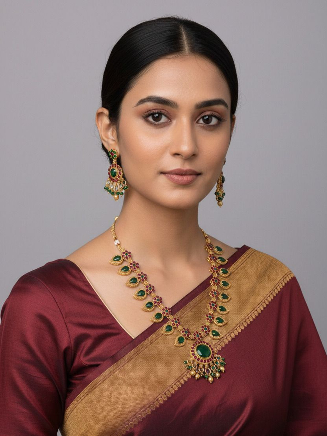 Image of NIHA IMMITATION Alloy Gold-plated Multicolor Jewellery Set