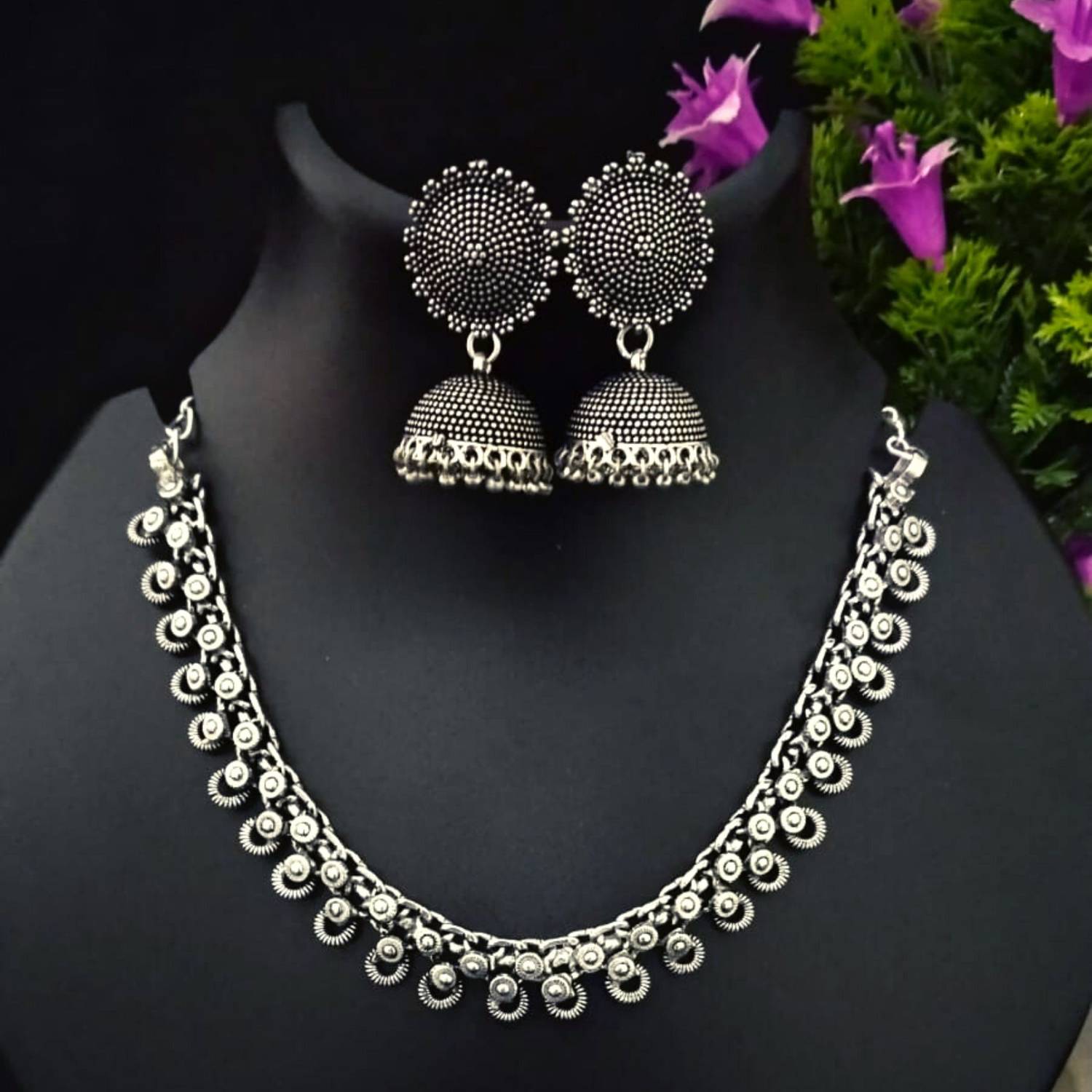 ANAMIKA Brass Silver Jewellery Set