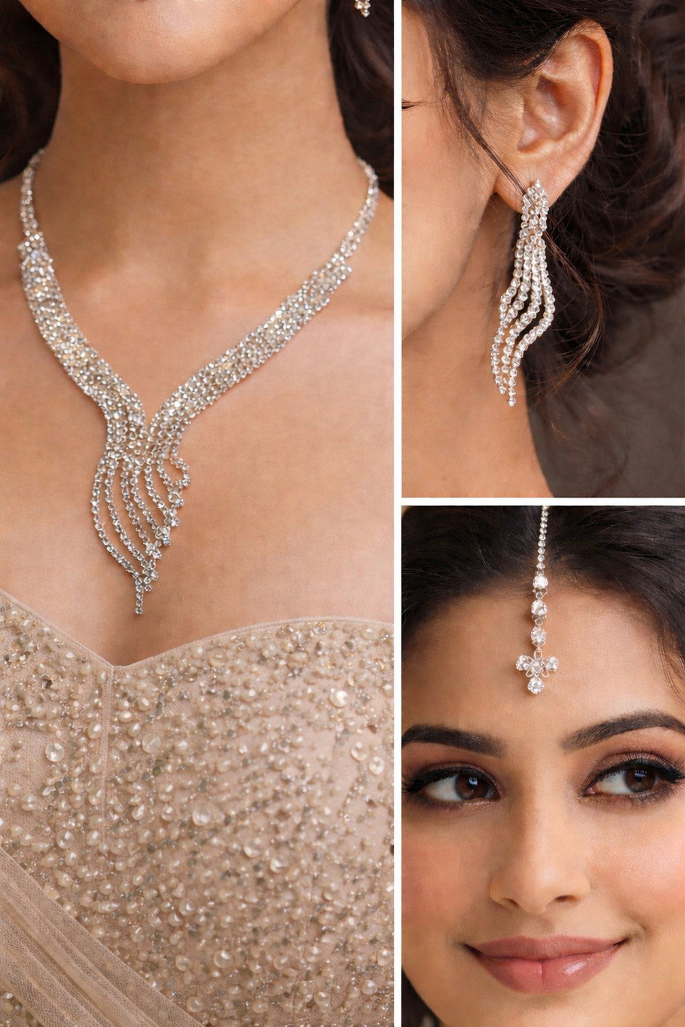 Image of VIDHEEGEMS Alloy White Jewellery Set