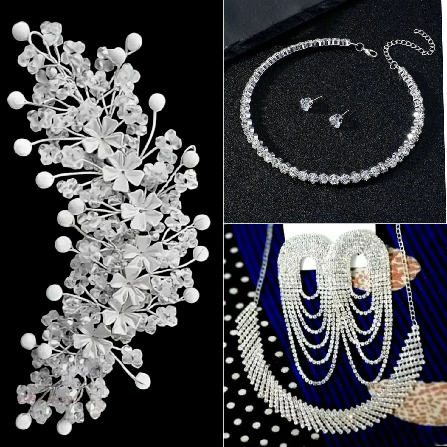 Image of Prime Shine Alloy Silver White, Silver Jewellery Set