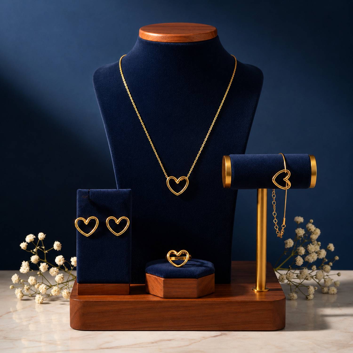 priveri Brass Gold Jewellery Set Pack of 1 - Image 1