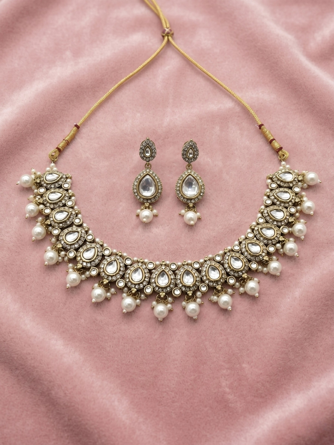 Image of Reesha Jewel Brass Gold Jewellery Set