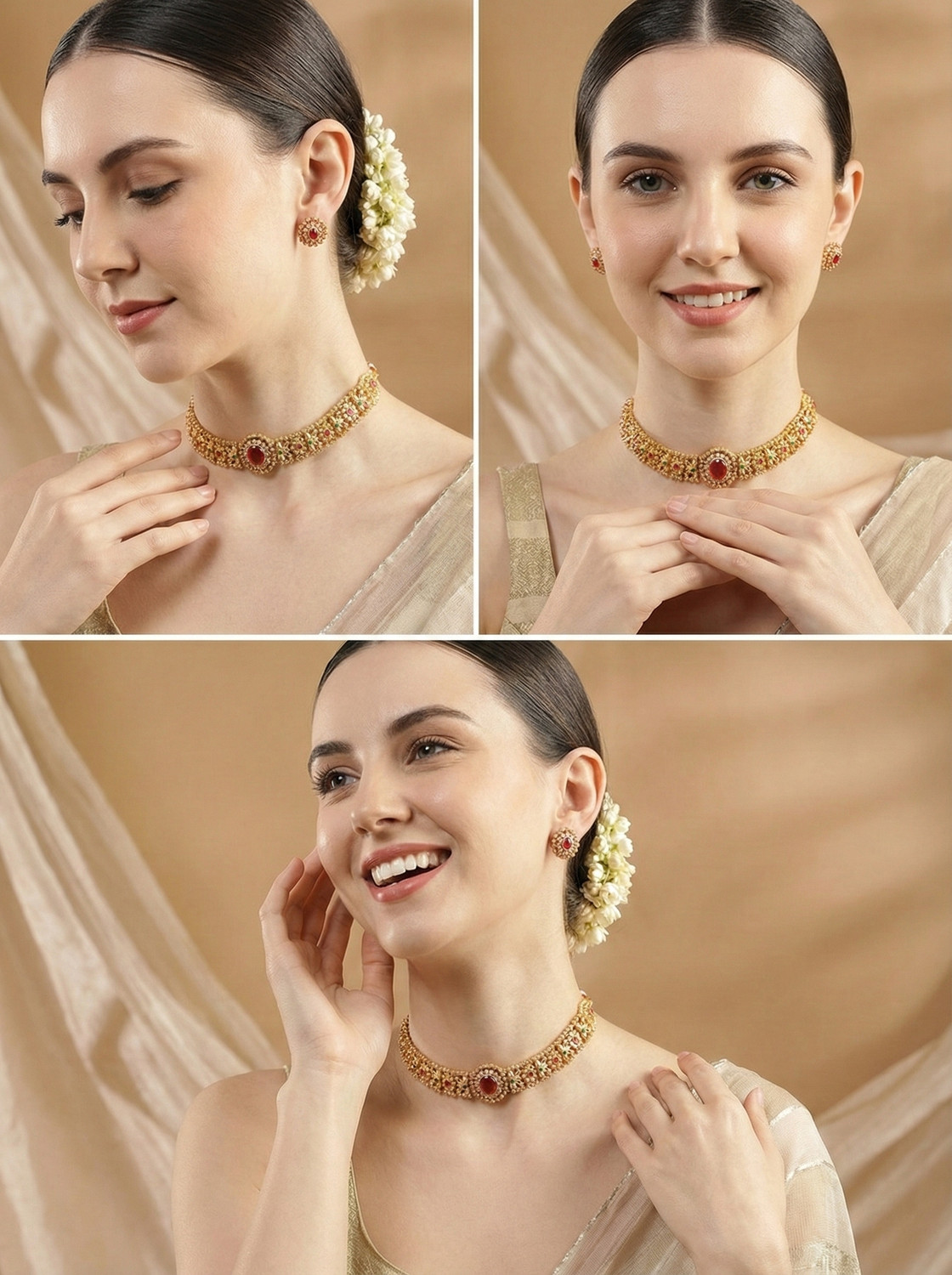 Image of Naitrutya elegance Alloy Gold-plated Gold Jewellery Set