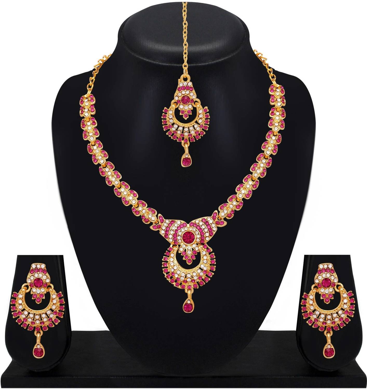 Atasi International Alloy Gold-plated Pink Jewellery Set