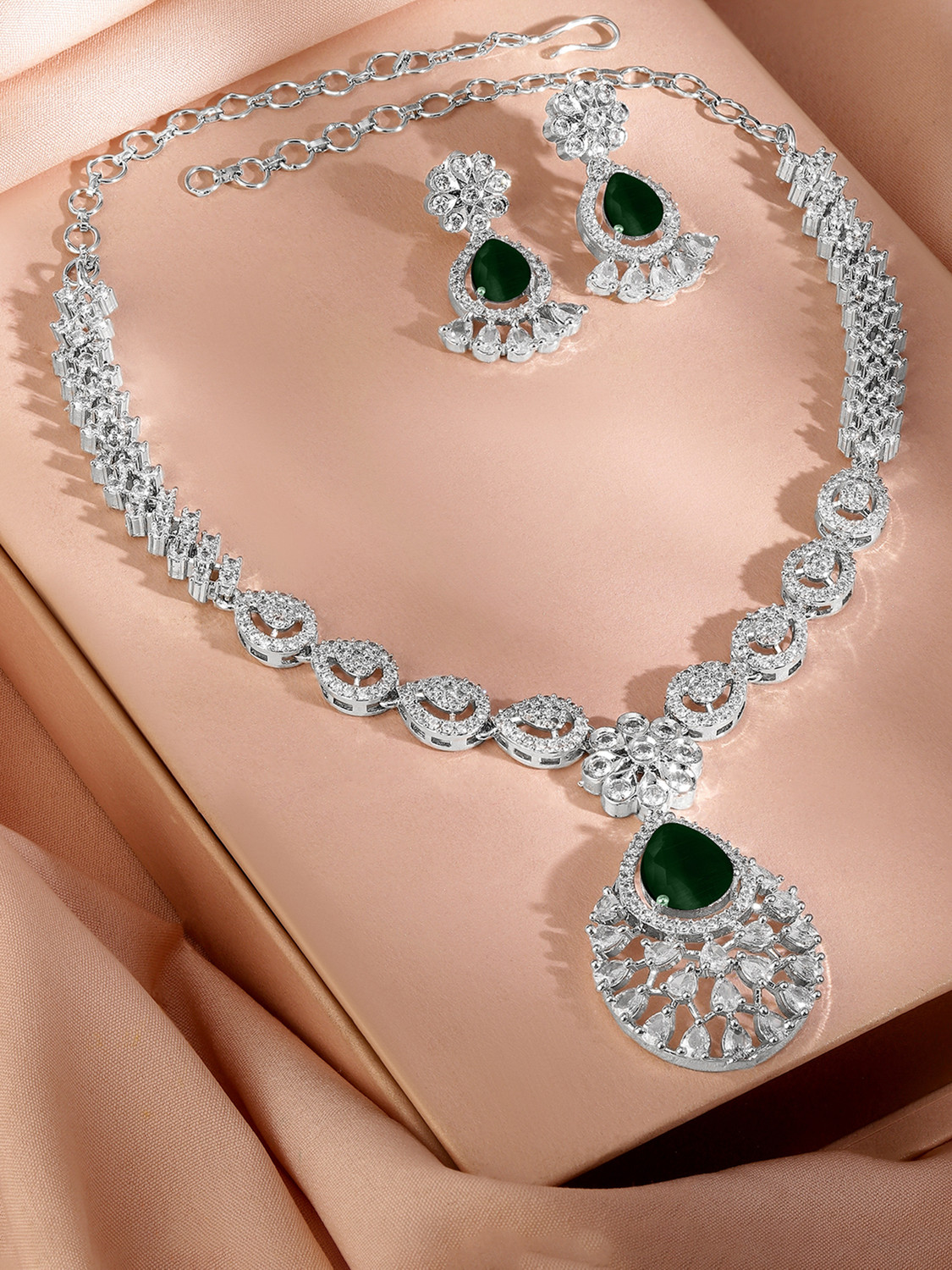 Image of RUBANS Brass Rhodium Silver Jewellery Set