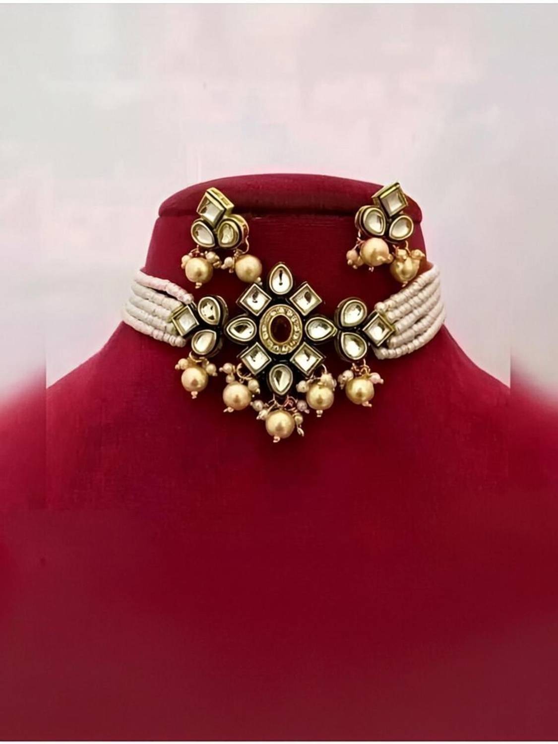 ARADHEMA Brass Gold-plated Gold Jewellery Set