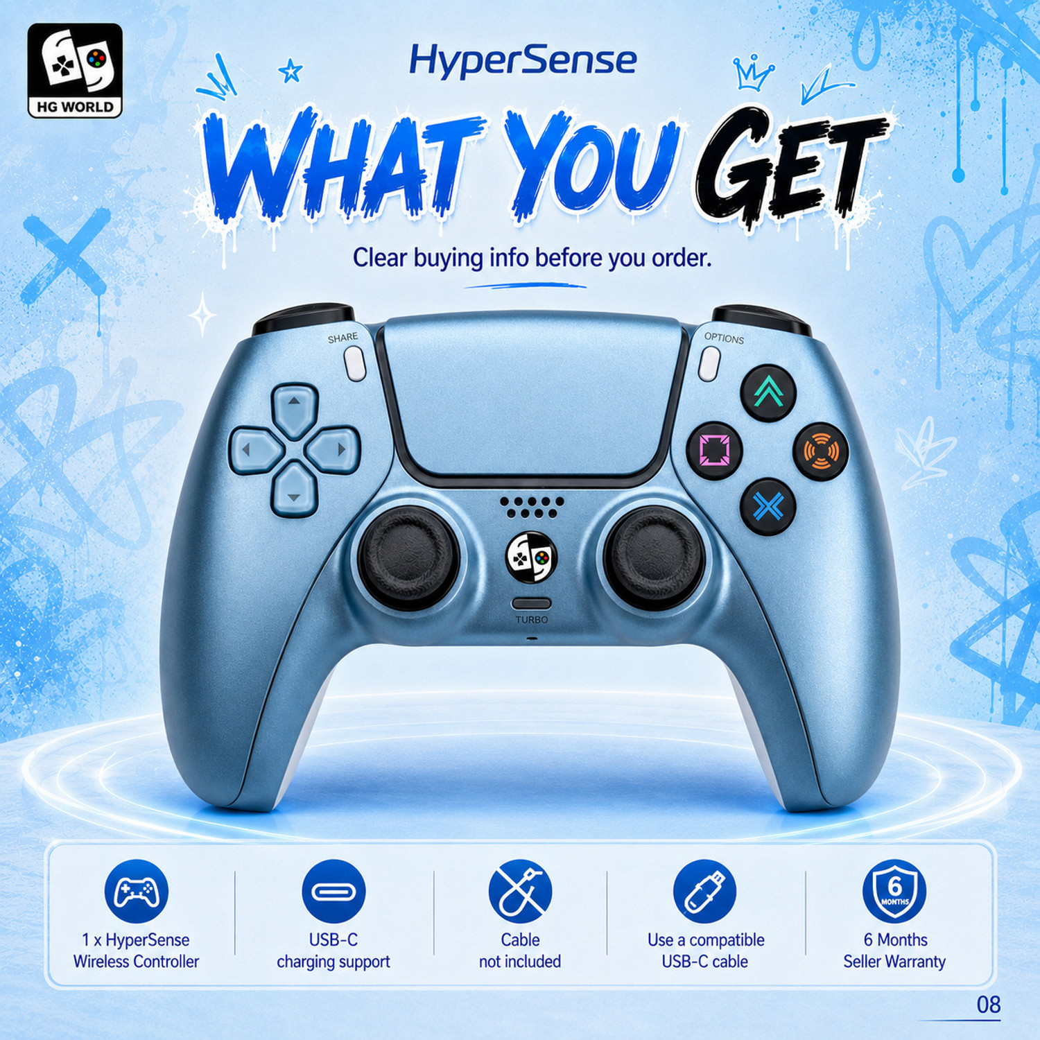 Image of HG WORLD PS4 Wireless Controller with Clicky Trigger,PS5 Style Design Gamepad,DualShock 4 Joystick