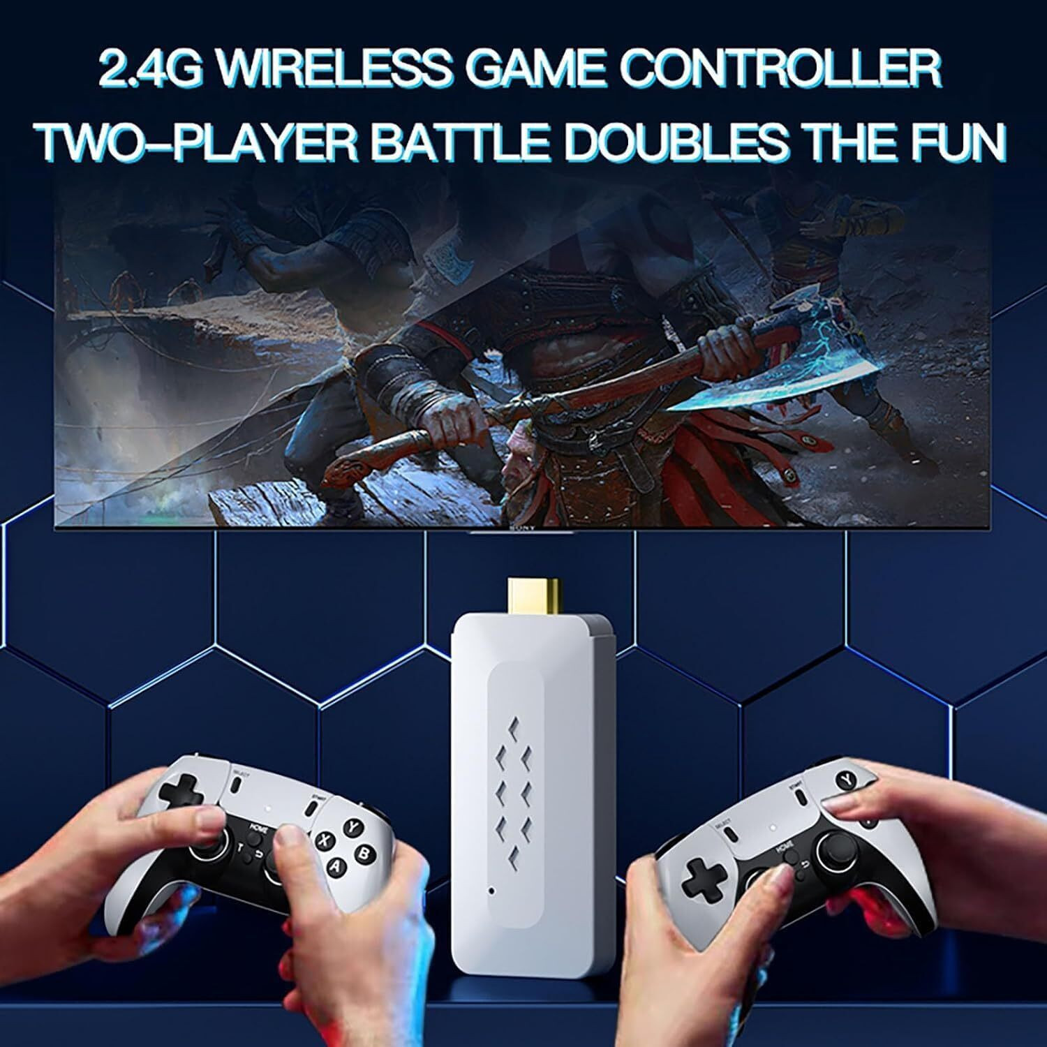Image of PlayMosaic M22 Retro Game Stick - Wireless HD Plug & Play, 52 Emulators, 30,000+ Games Joystick