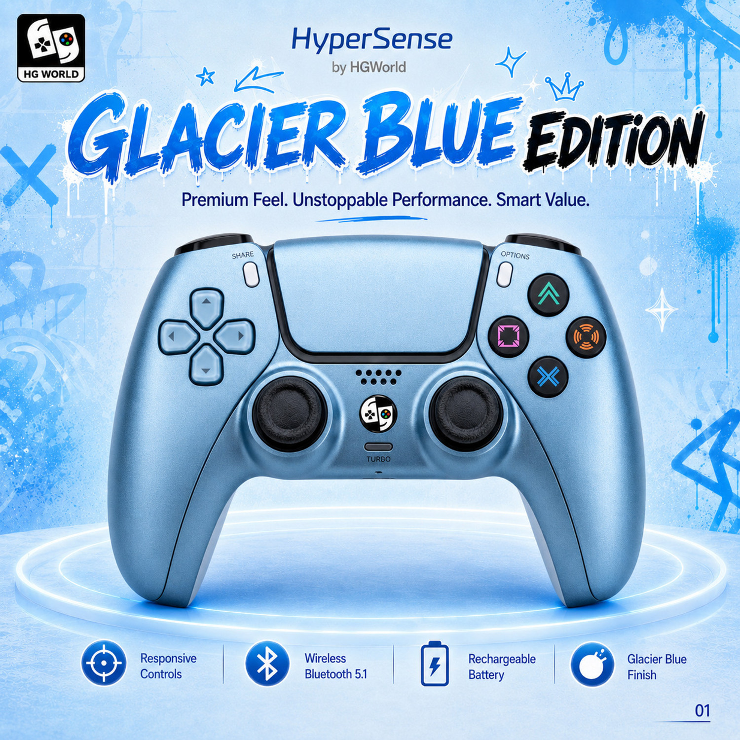 Image of HG WORLD PS4 Wireless Controller with Clicky Trigger,PS5 Style Design Gamepad,DualShock 4 Joystick