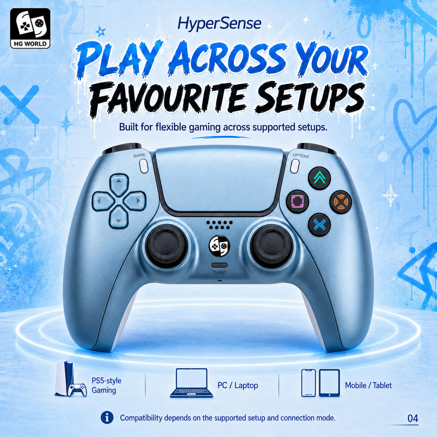 Image of HG WORLD PS4 Wireless Controller with Clicky Trigger,PS5 Style Design Gamepad,DualShock 4 Joystick