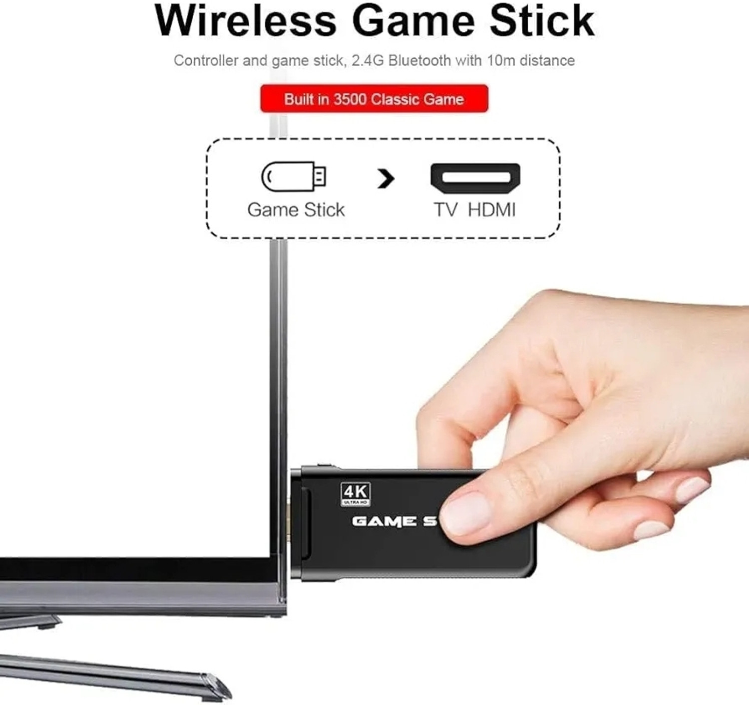 Image of TechnoGenGames Retro Game Stick 2.4G Wireless Classic Video Game Portable Pocket Gaming Console Joystick