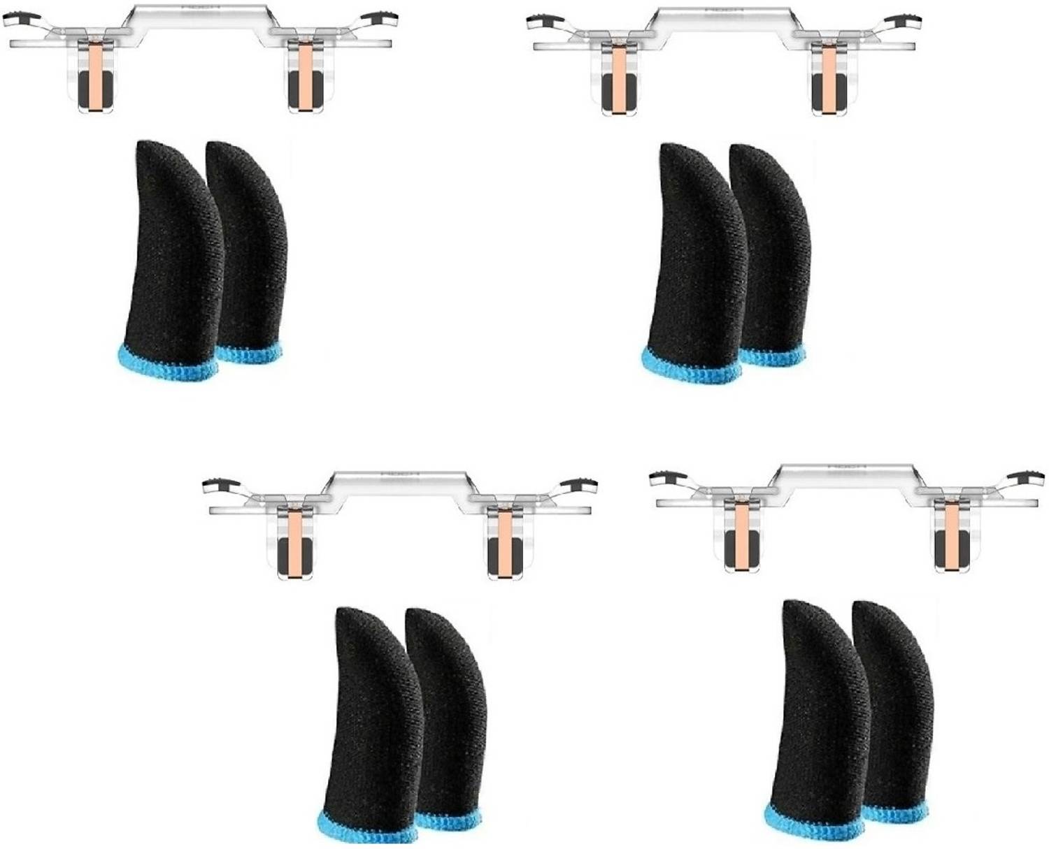 FKU [4PAIR]5.56 Mobile Game Controller Trigger Aim Button & [4PAIR] Finger sleeve  Joystick