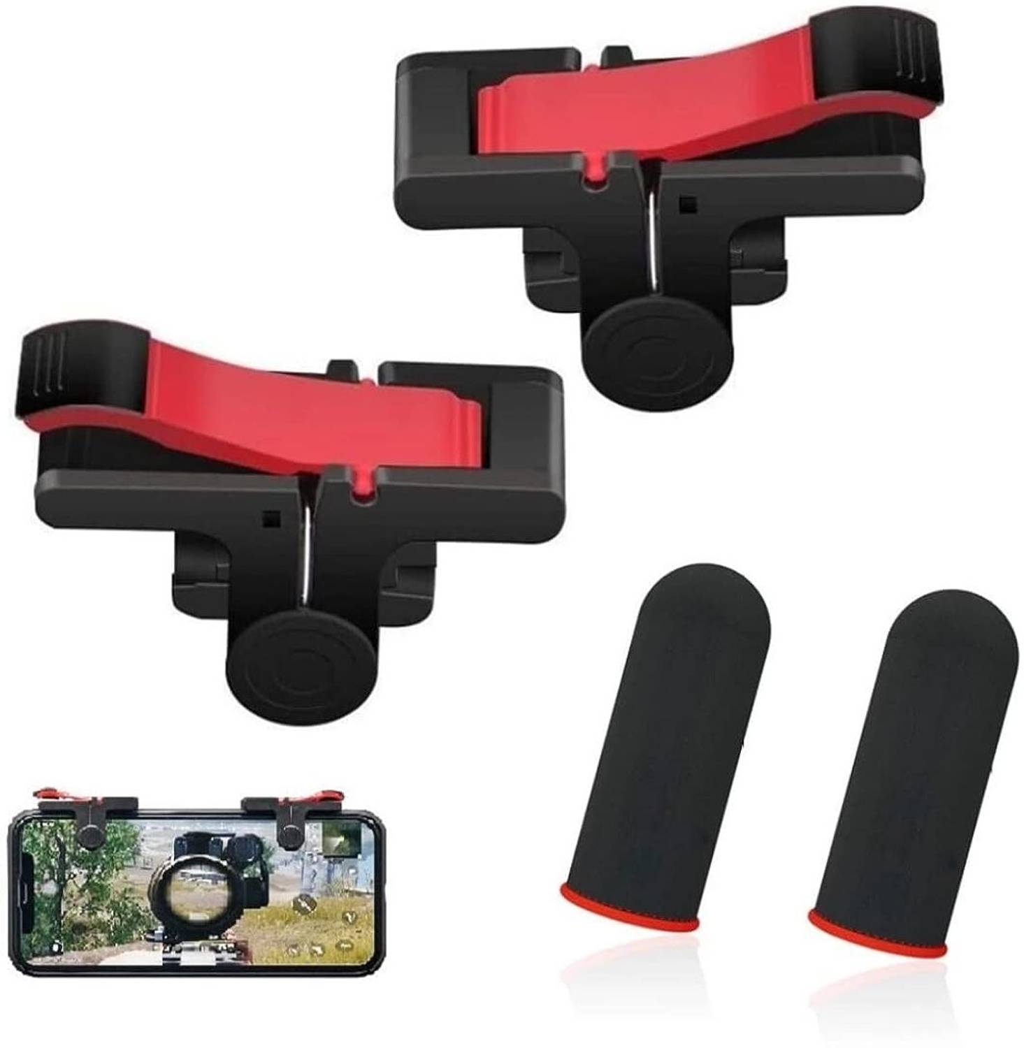 Wreskart Combo Pack Touch smoothly D9 PUBG Game Controller L1 R1 Trigger & Finger sleeve Joystick