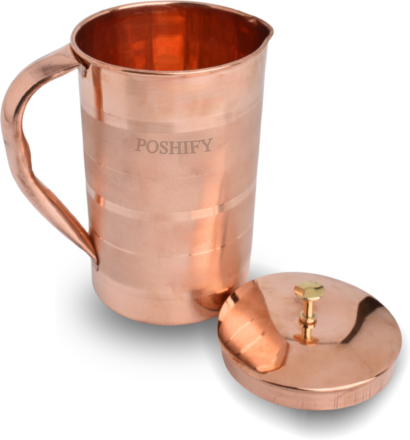 Image of POSHIFY Royal Copper Jug - 100% Pure Copper Water Jug for Ayurvedic Hydration Jug Tray Set