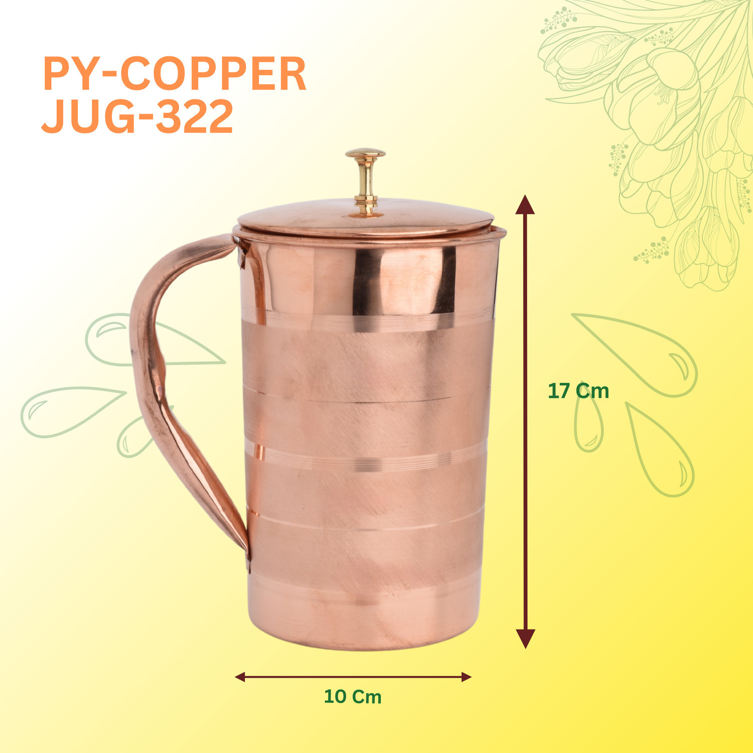 Image of POSHIFY Royal Copper Jug - 100% Pure Copper Water Jug for Ayurvedic Hydration Jug Tray Set