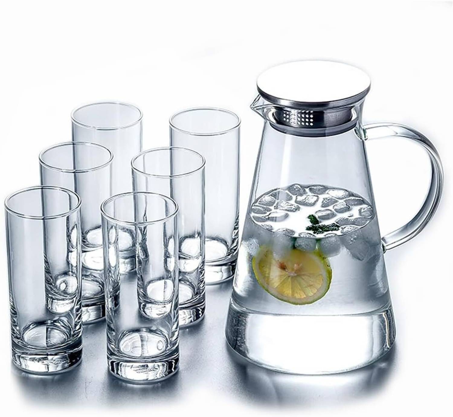 Red-Rubby 7 Pcs Jug Glass Set Red - Image 1