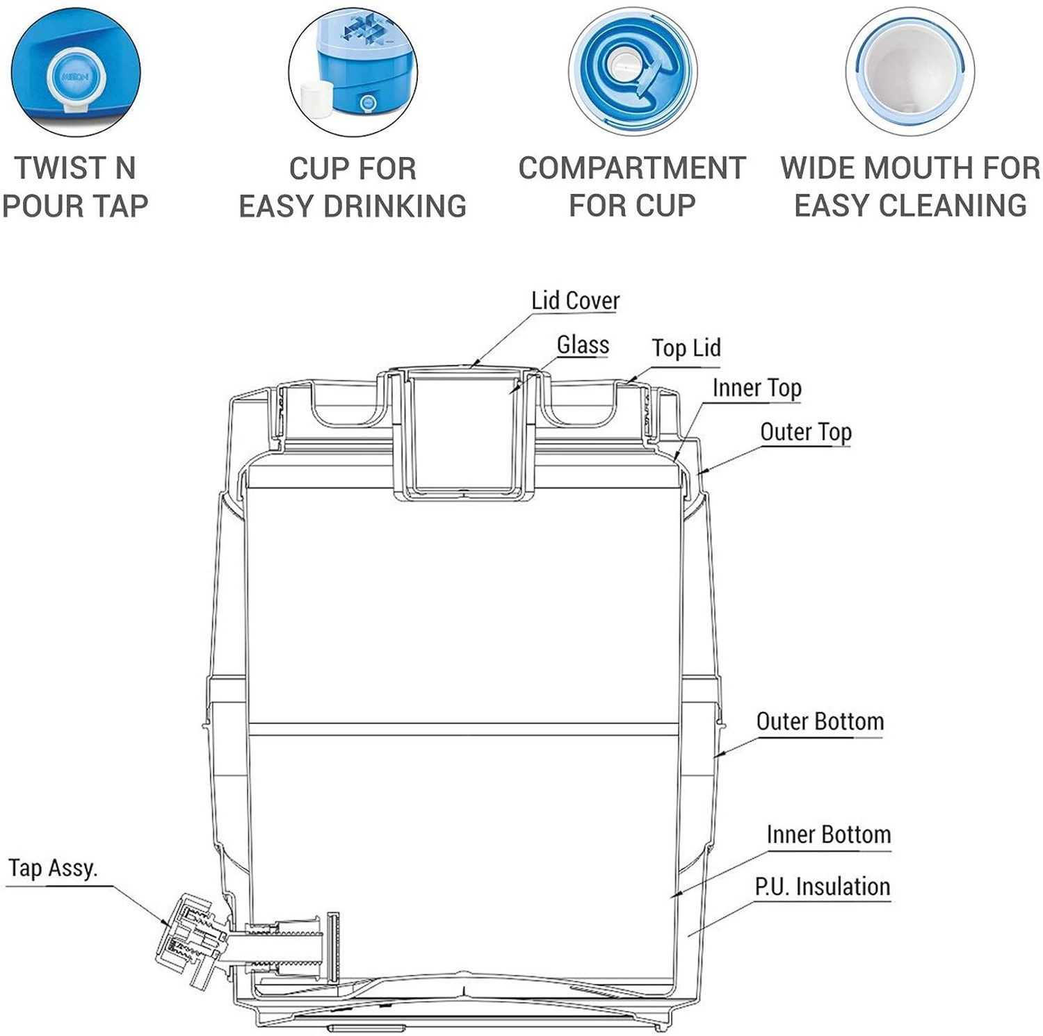 Image of MILTON 18 L Plastic Water Jug