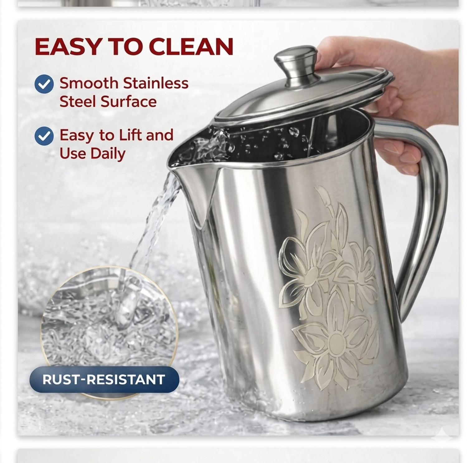 Image of shilpa steel works 1.9 L Stainless Steel Water Jug