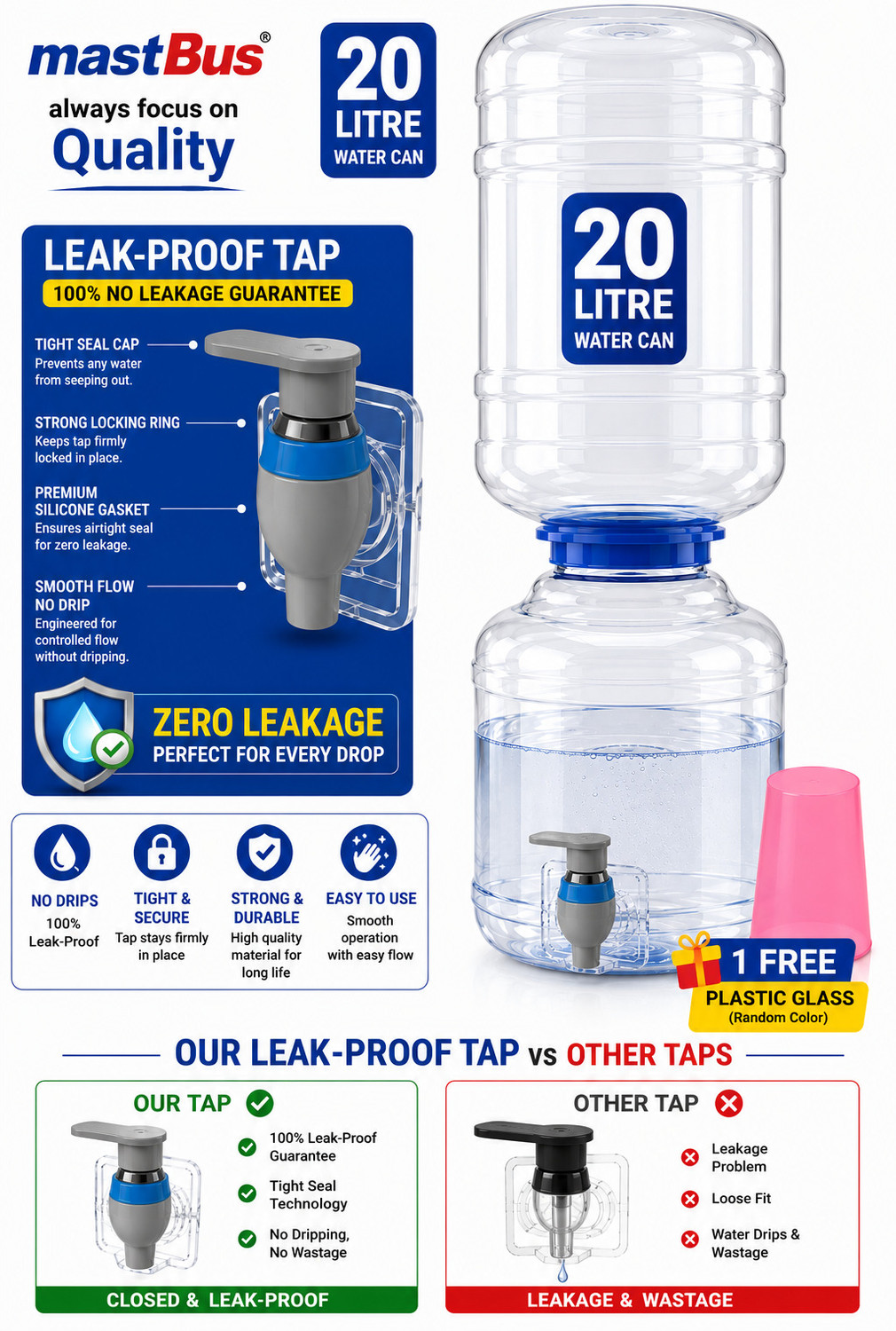 Image of mastBus 20 L Plastic Water Jug