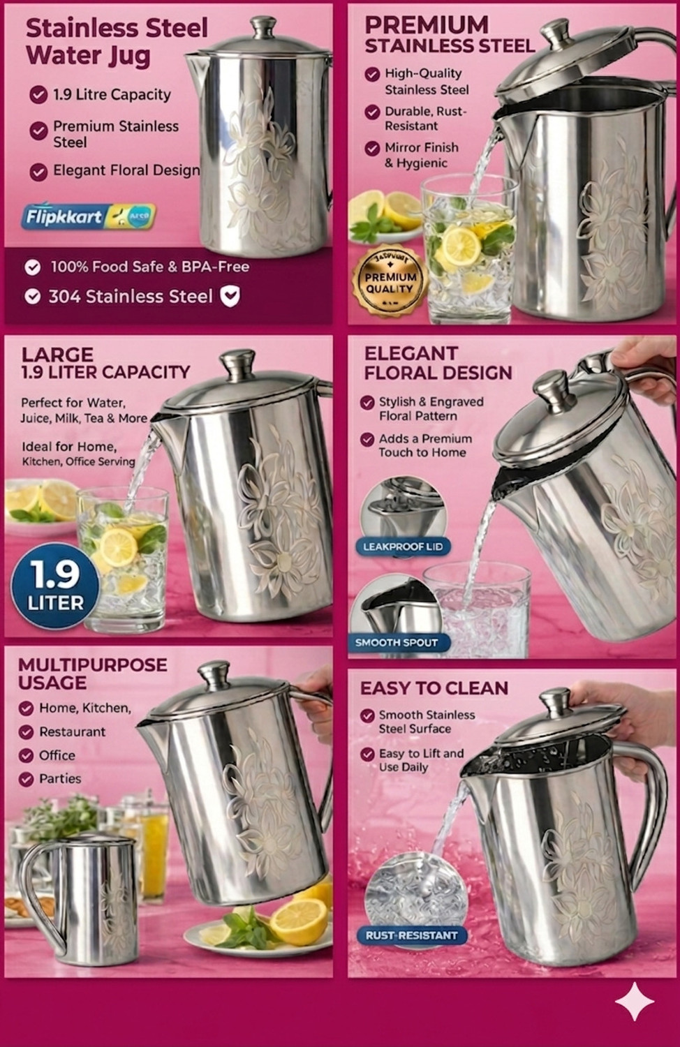 Image of DARK CLOUD 1.9 L Stainless Steel Water Jug