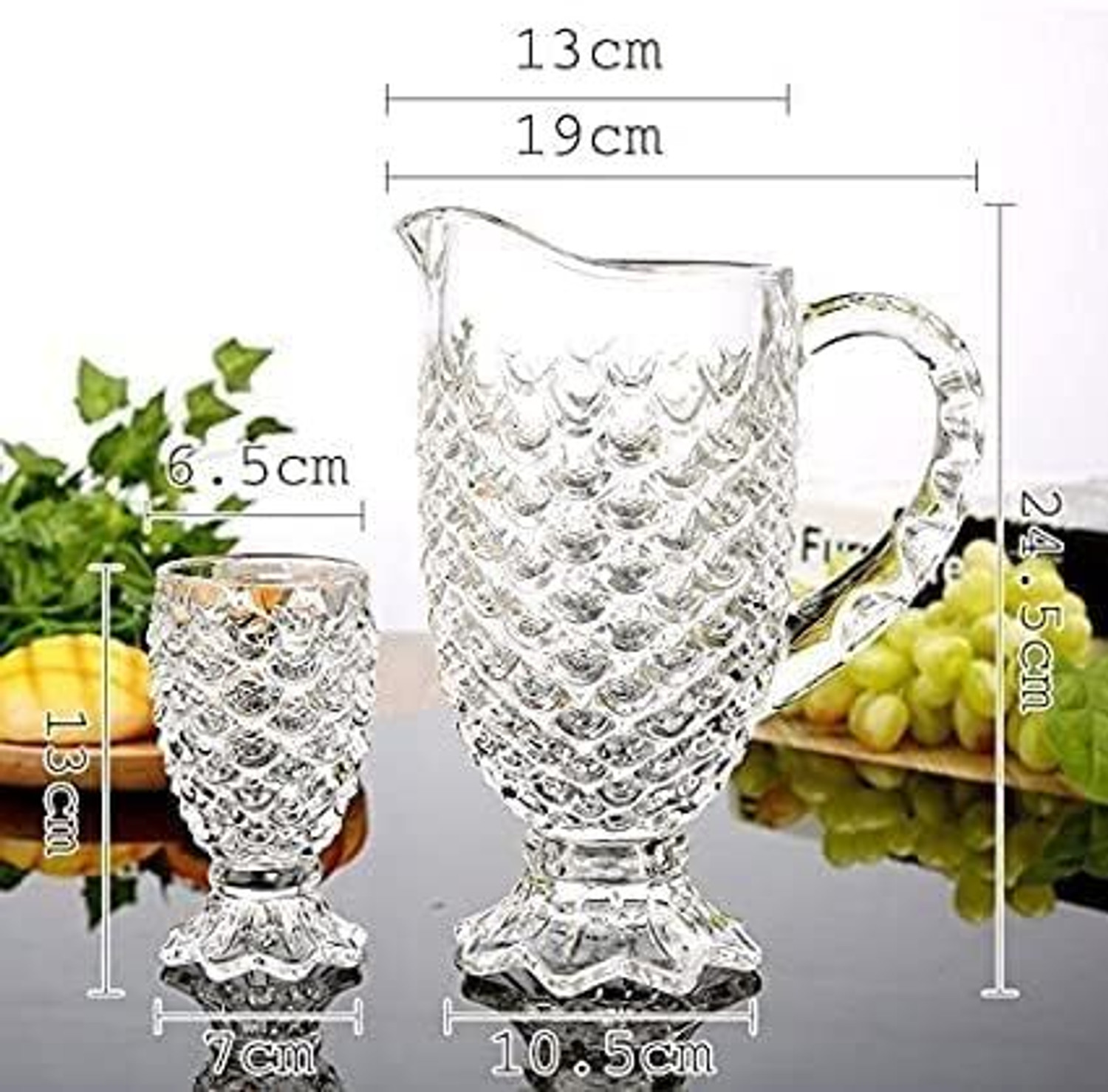 Image of Red-Rubby Pineapple Design Glass Water and Juice Jug with Glasses Jug Glass Set