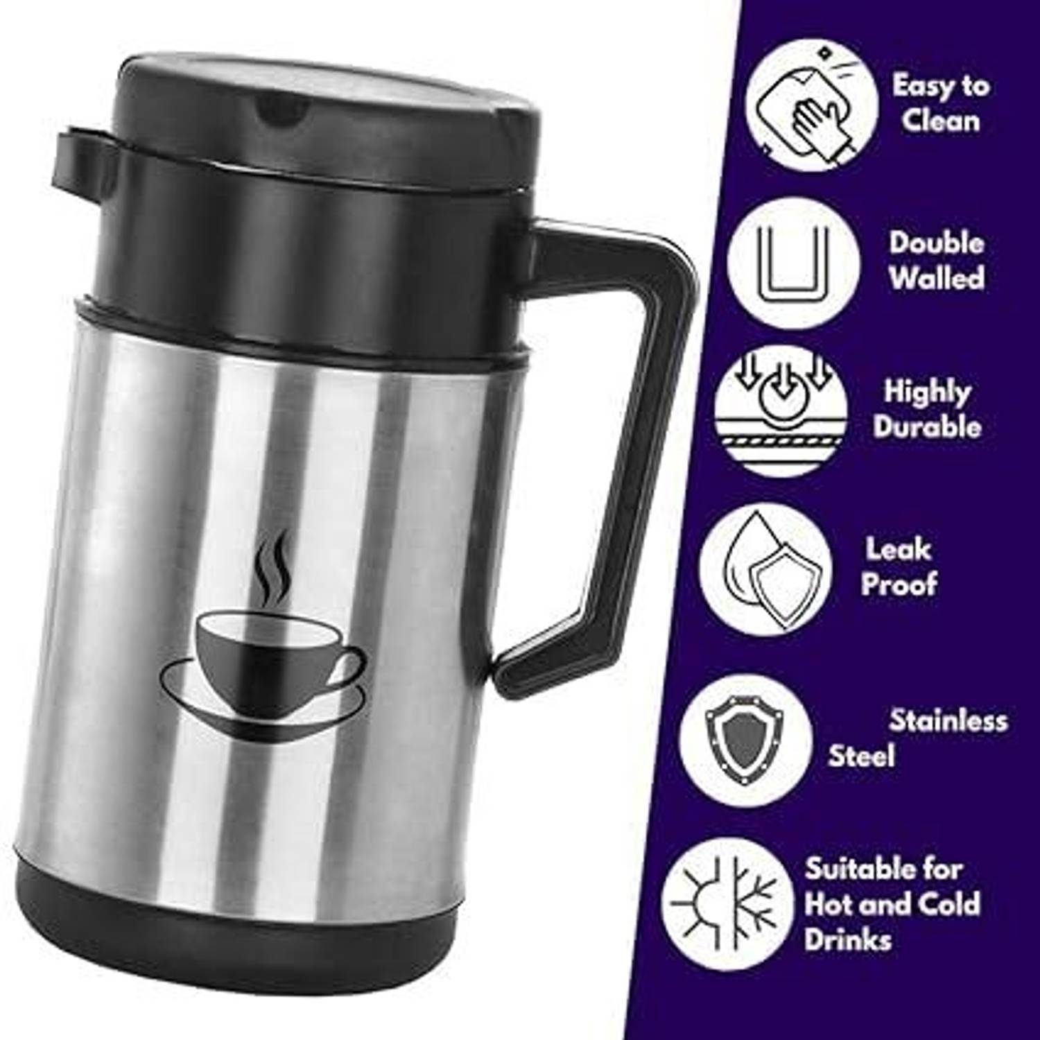Pratham Steel 1 L Insulated Stainless Steel Flask - Image 2