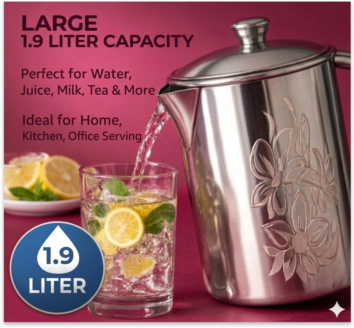 Image of DARK CLOUD 1.9 L Stainless Steel Water Jug