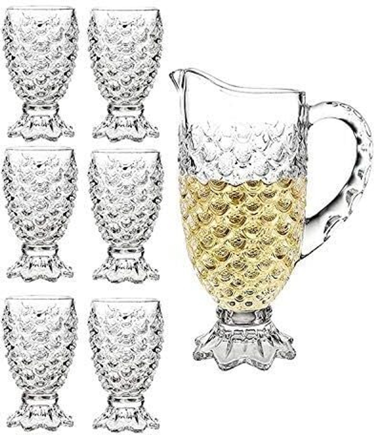 Image of Red-Rubby Pineapple Design Glass Water and Juice Jug with Glasses Jug Glass Set