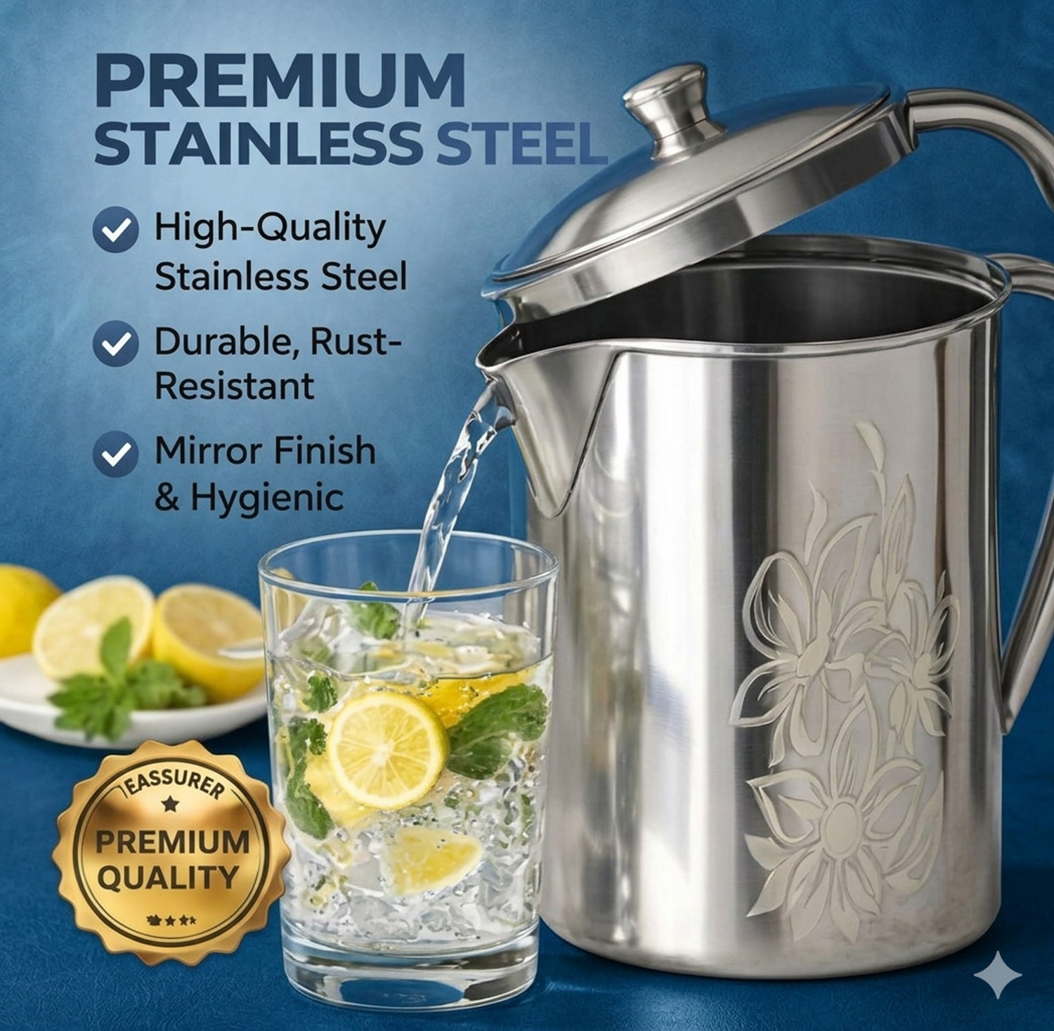 Image of shilpa steel works 1.9 L Stainless Steel Water Jug