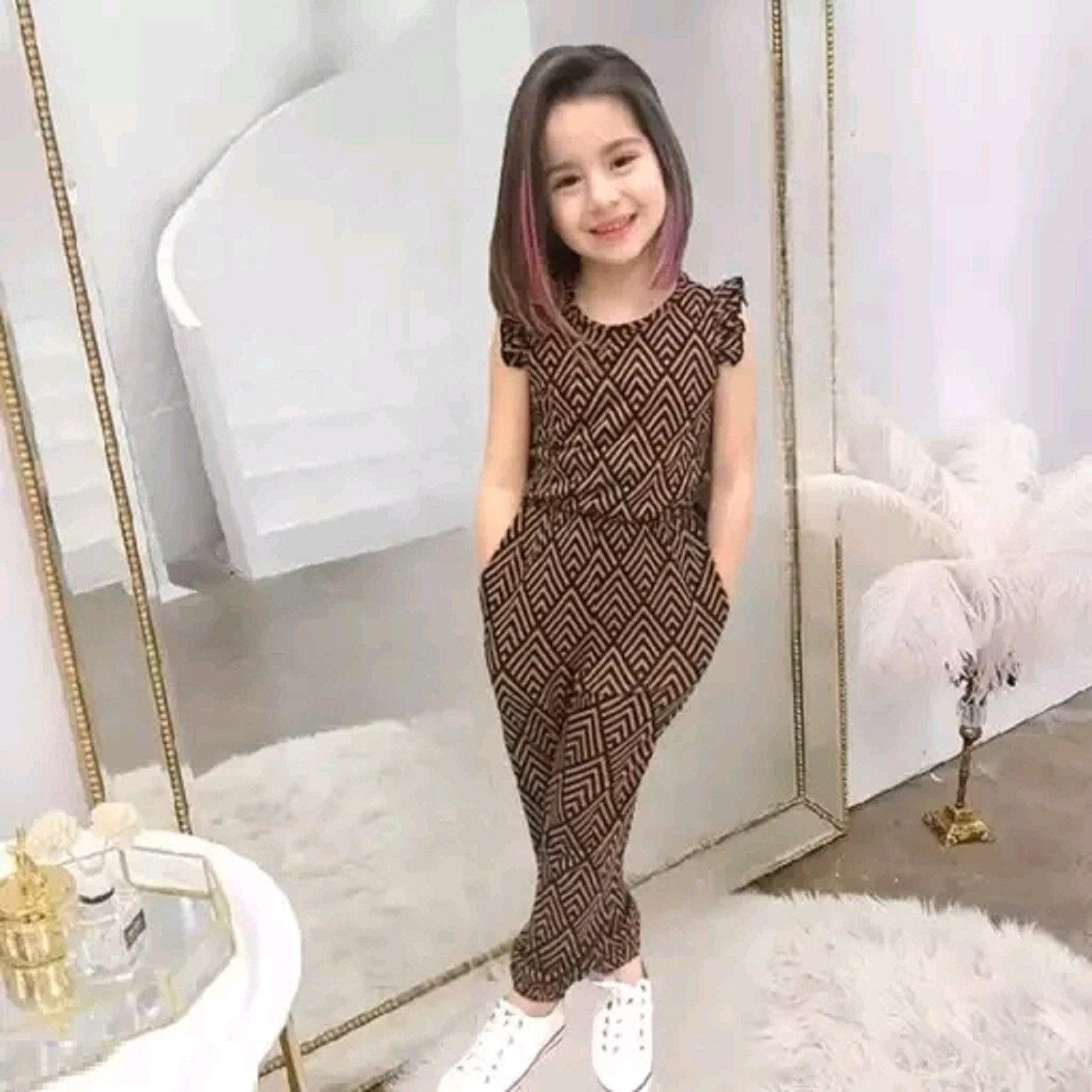 Image of DENJIM FASHION Chevron Baby Girls Jumpsuit