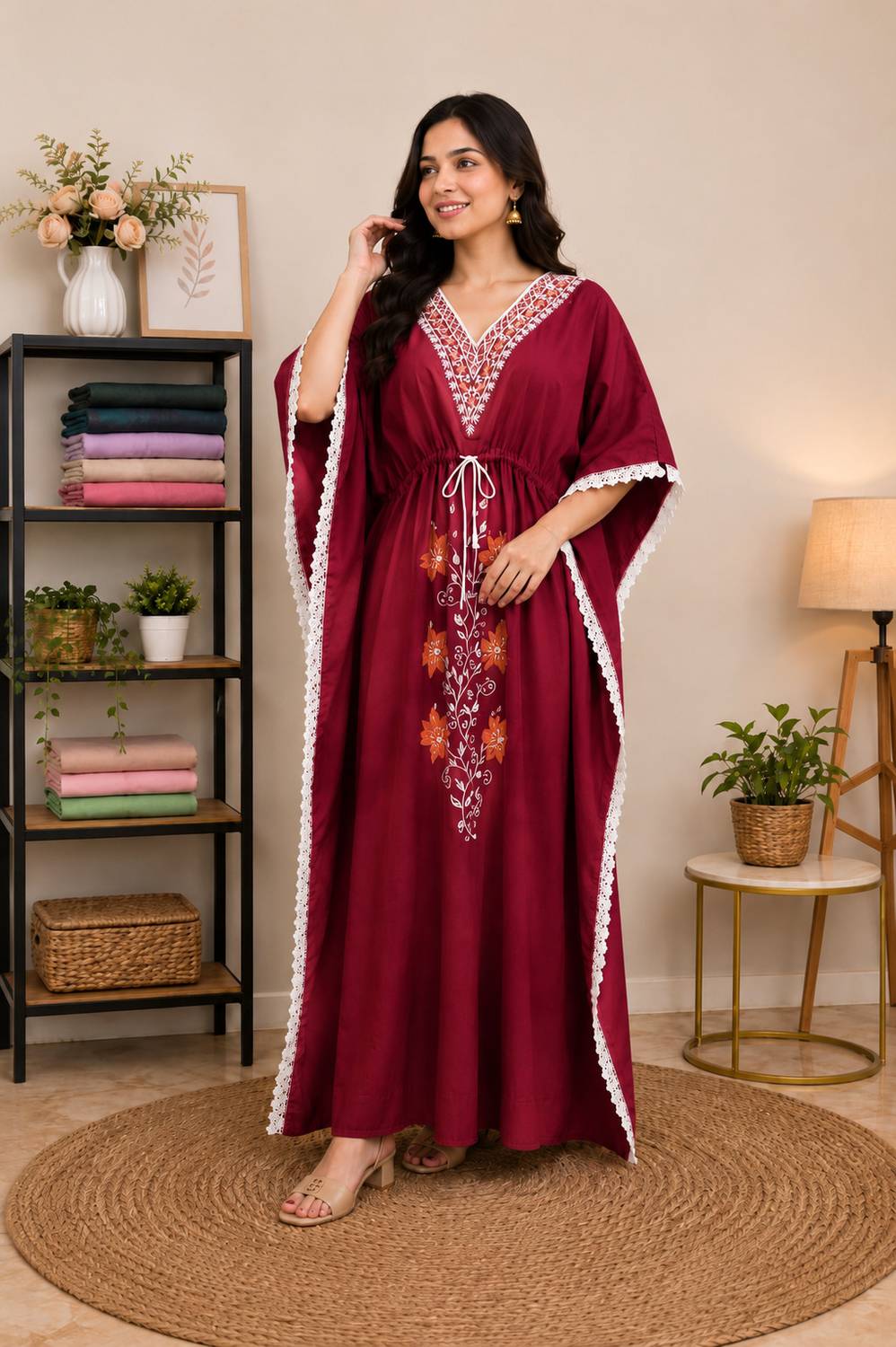 loknath dres Embroidered Cotton Women Kaftan - Image 1