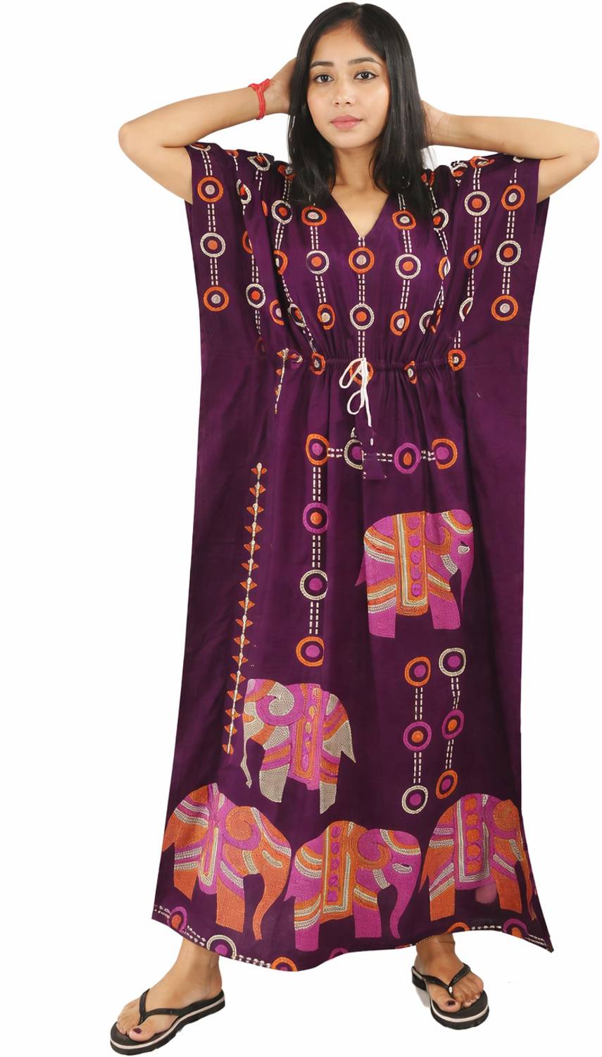 BDROX Printed Cotton Blend Women Kaftan
