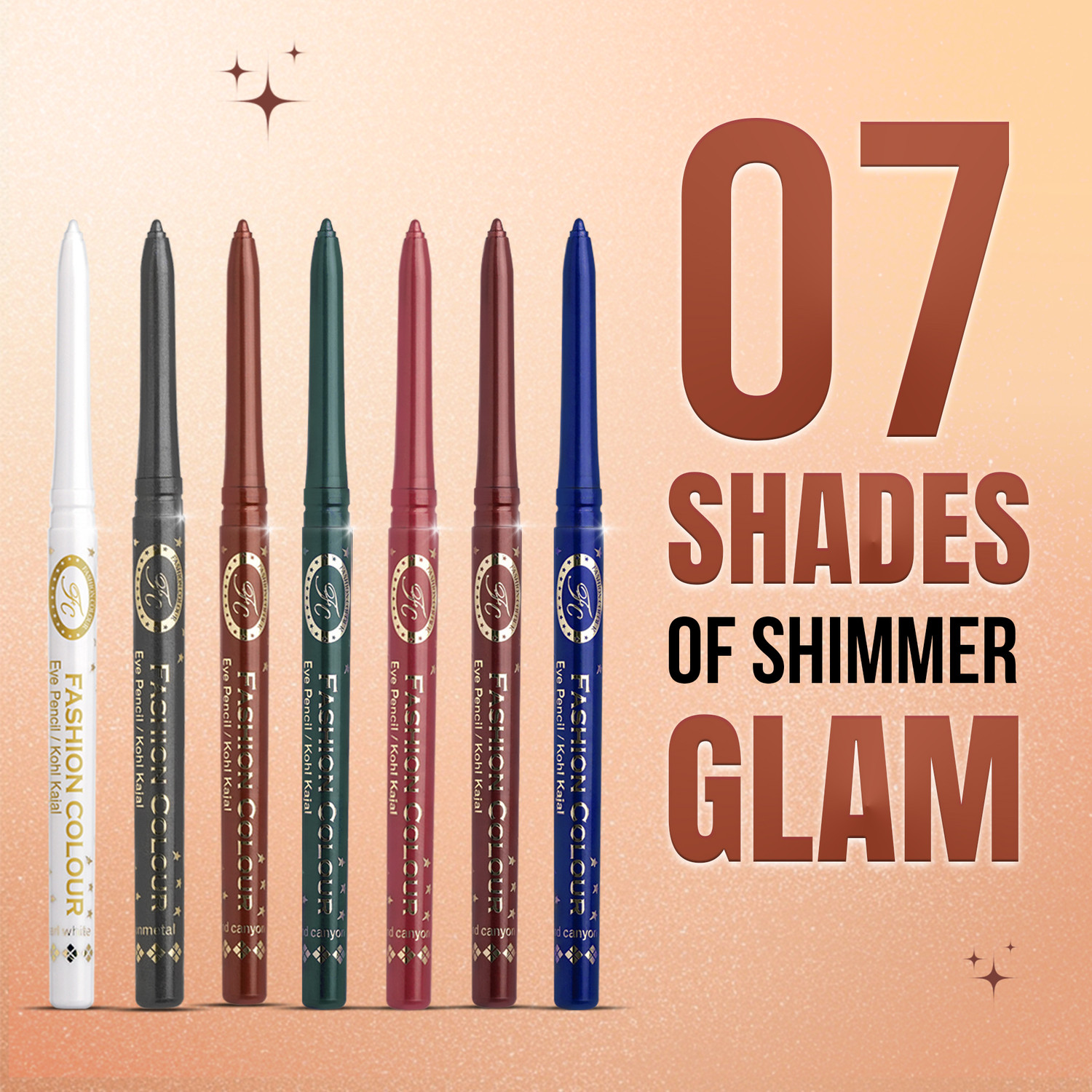 Image of FASHION COLOUR Platinum Eye Pencil Kohl Kajal Waterproof Last up to 12 Hrs 0.35g -