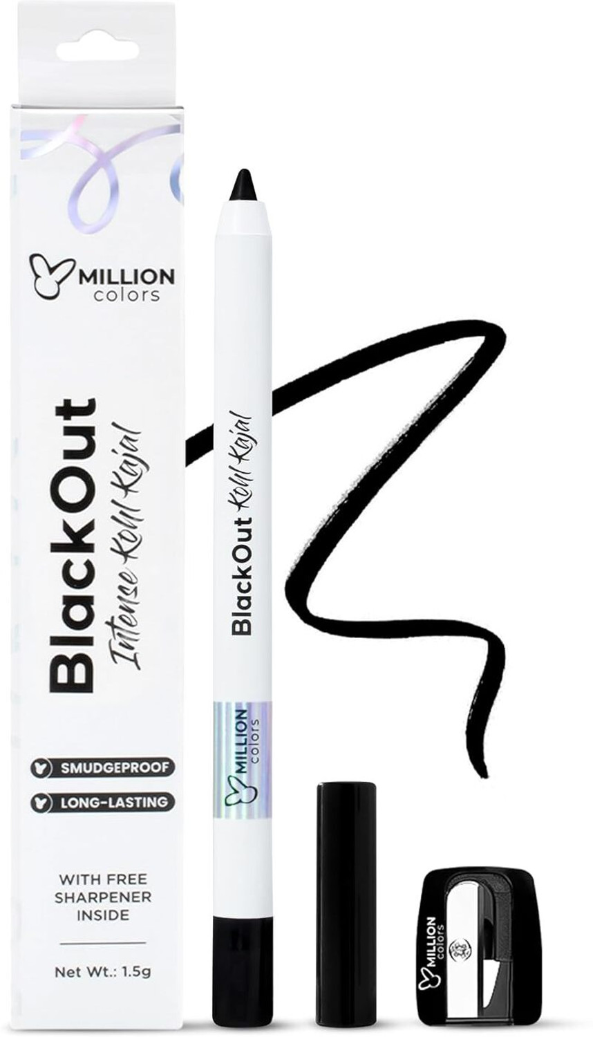 Image of Million Colors BlackOut Kohl Kajal Infused With Chamomile and Almond Oil| Stays Upto 24 Hr