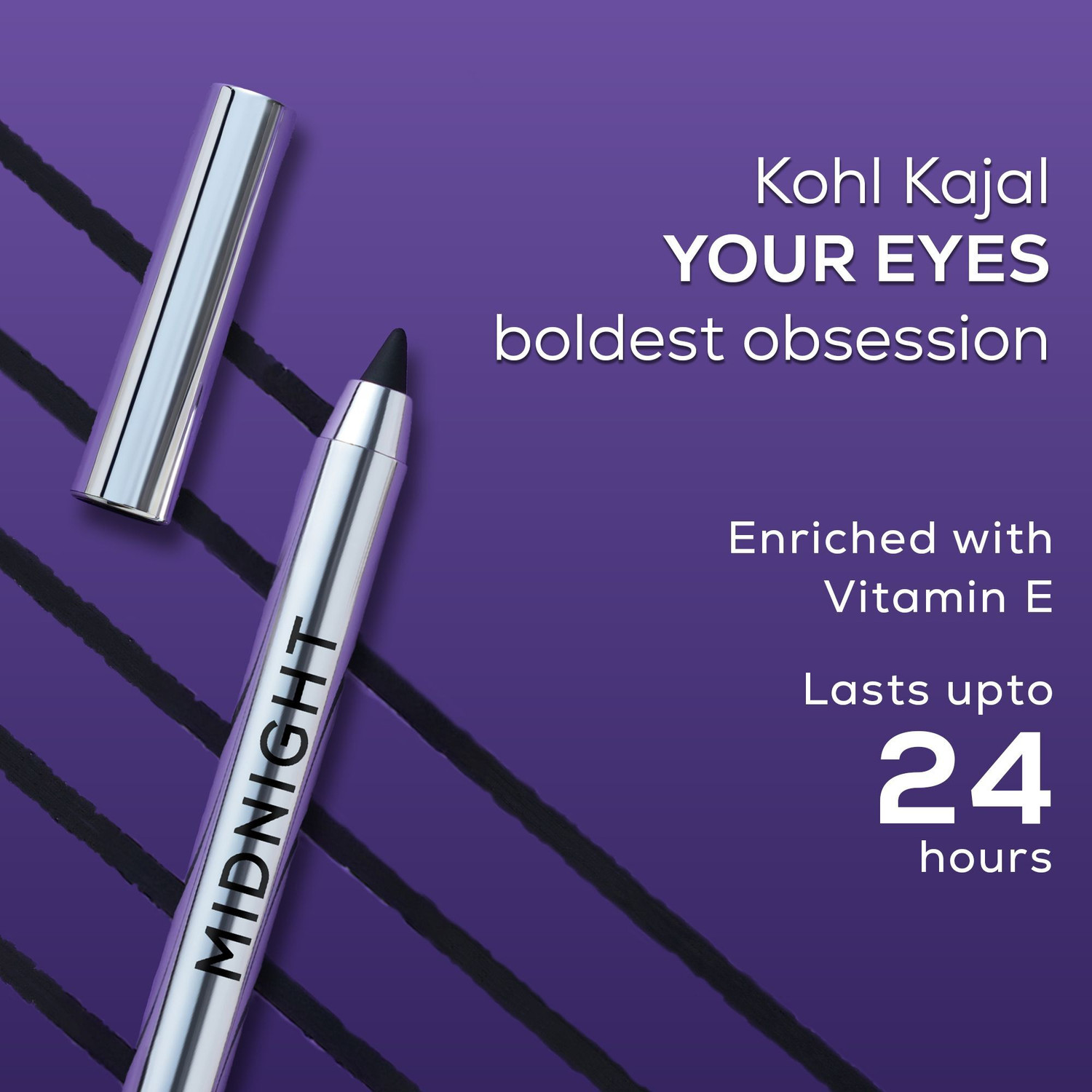 Image of Renee Mini Midnight Kohl Black Kajal Pencil - Waterproof Smudge proof With Sharpener