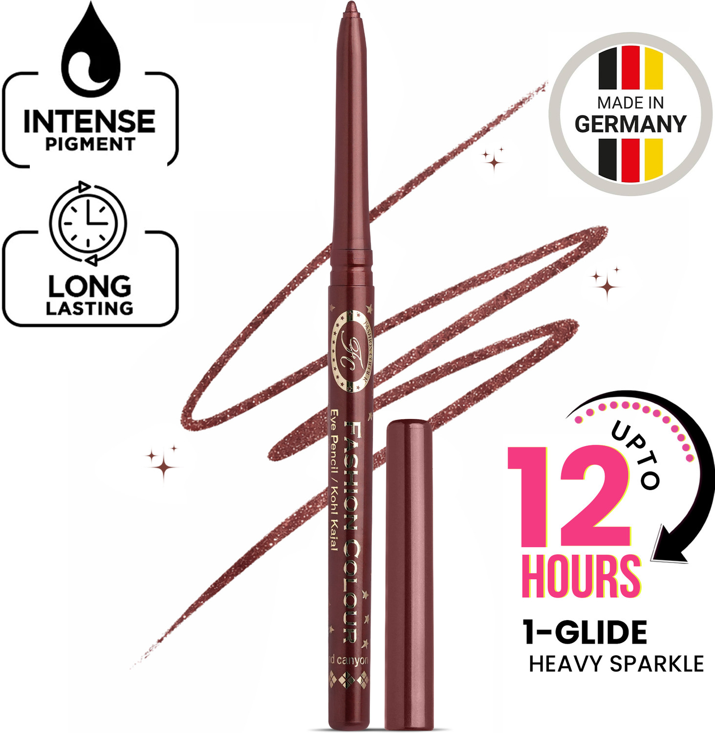 Image of FASHION COLOUR Platinum Eye Pencil Kohl Kajal Waterproof Last up to 12 Hrs 0.35g -