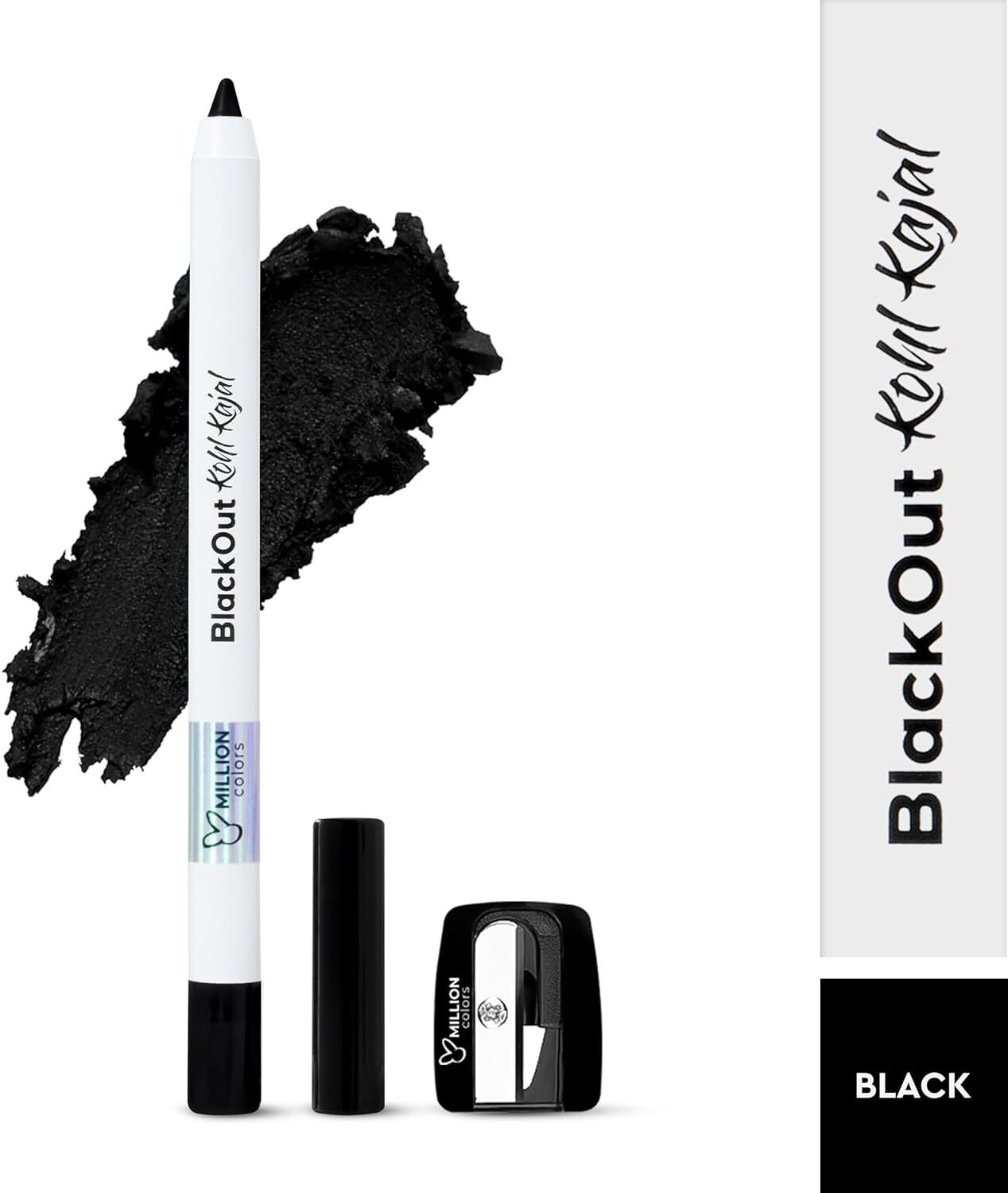Image of Million Colors BlackOut Kohl Kajal Infused With Chamomile and Almond Oil| Stays Upto 24 Hr