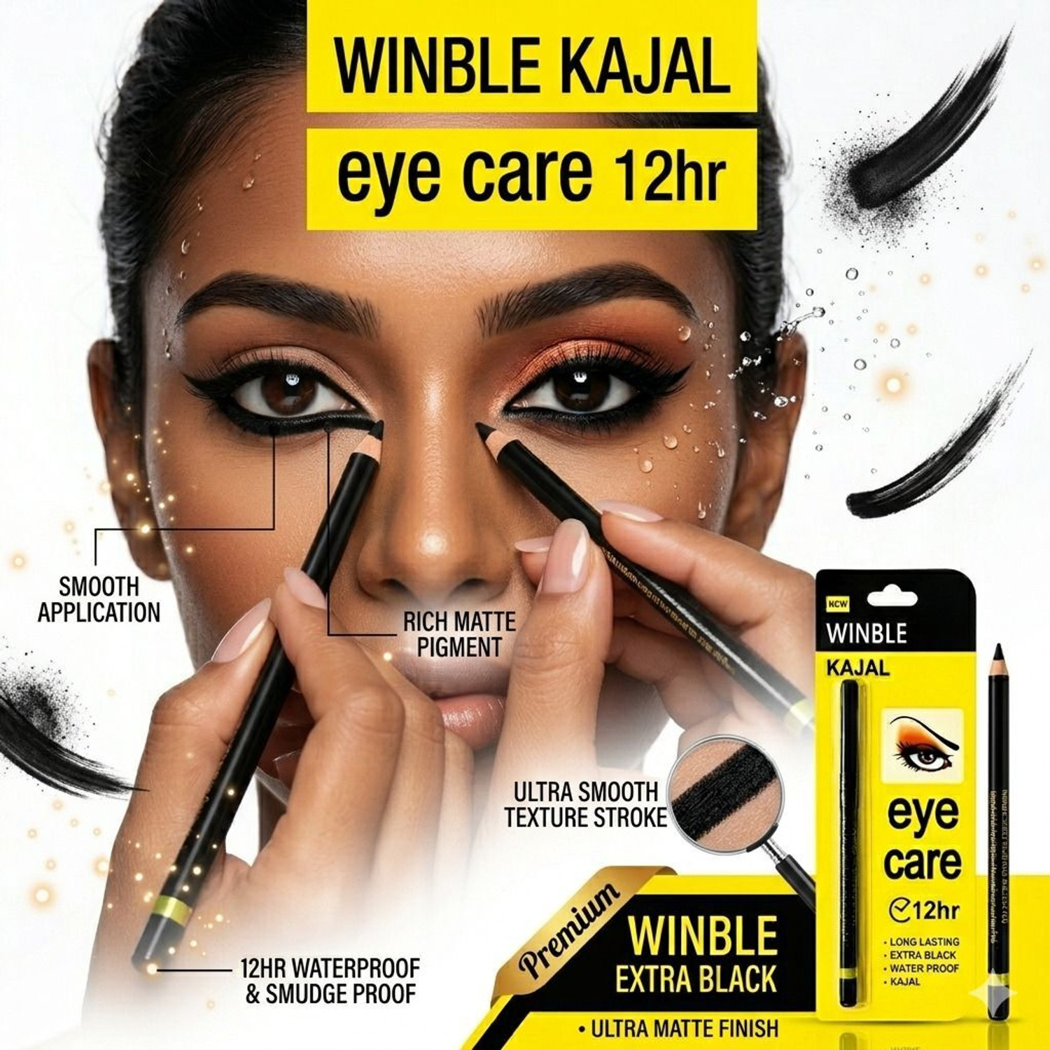 Image of lintip Long-Lasting | Intense Black | Waterproof & Smudgeproof kajal