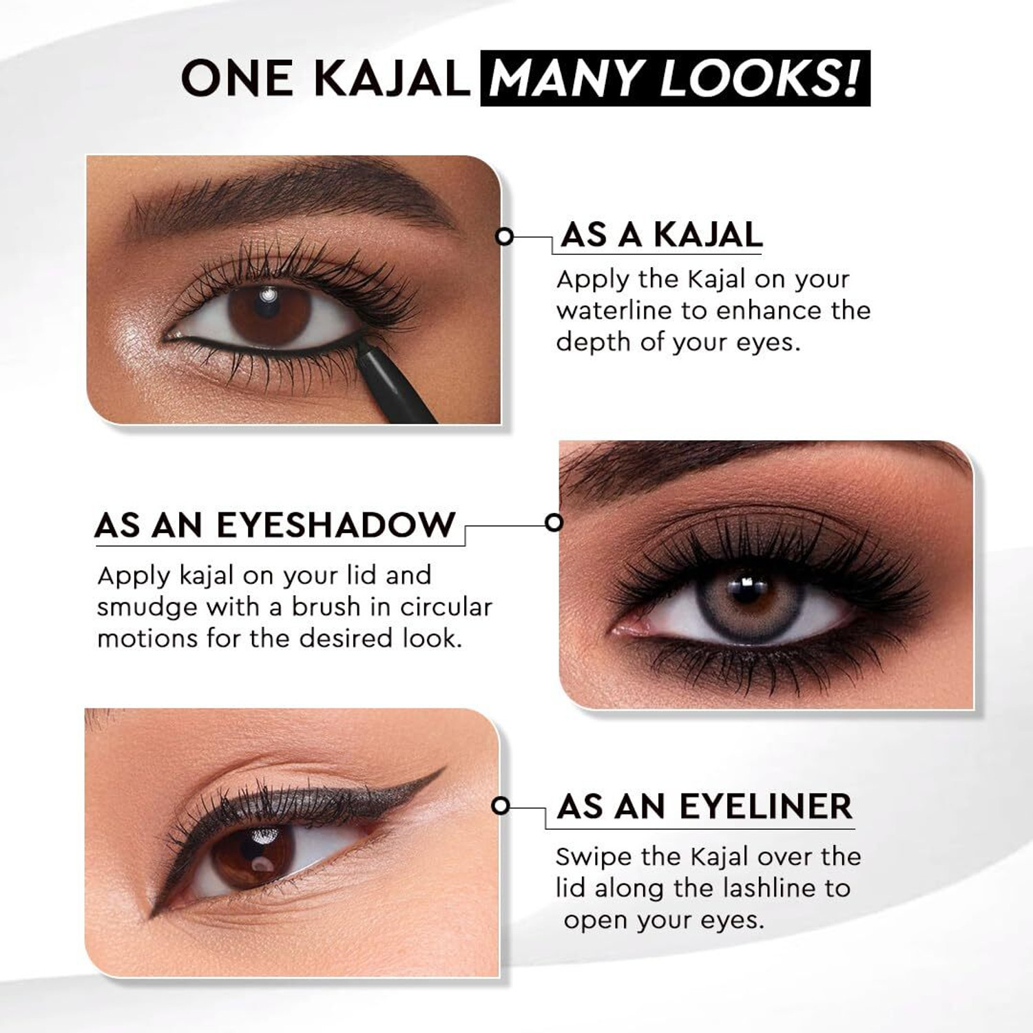 Image of Million Colors BlackOut Kohl Kajal Infused With Chamomile and Almond Oil| Stays Upto 24 Hr