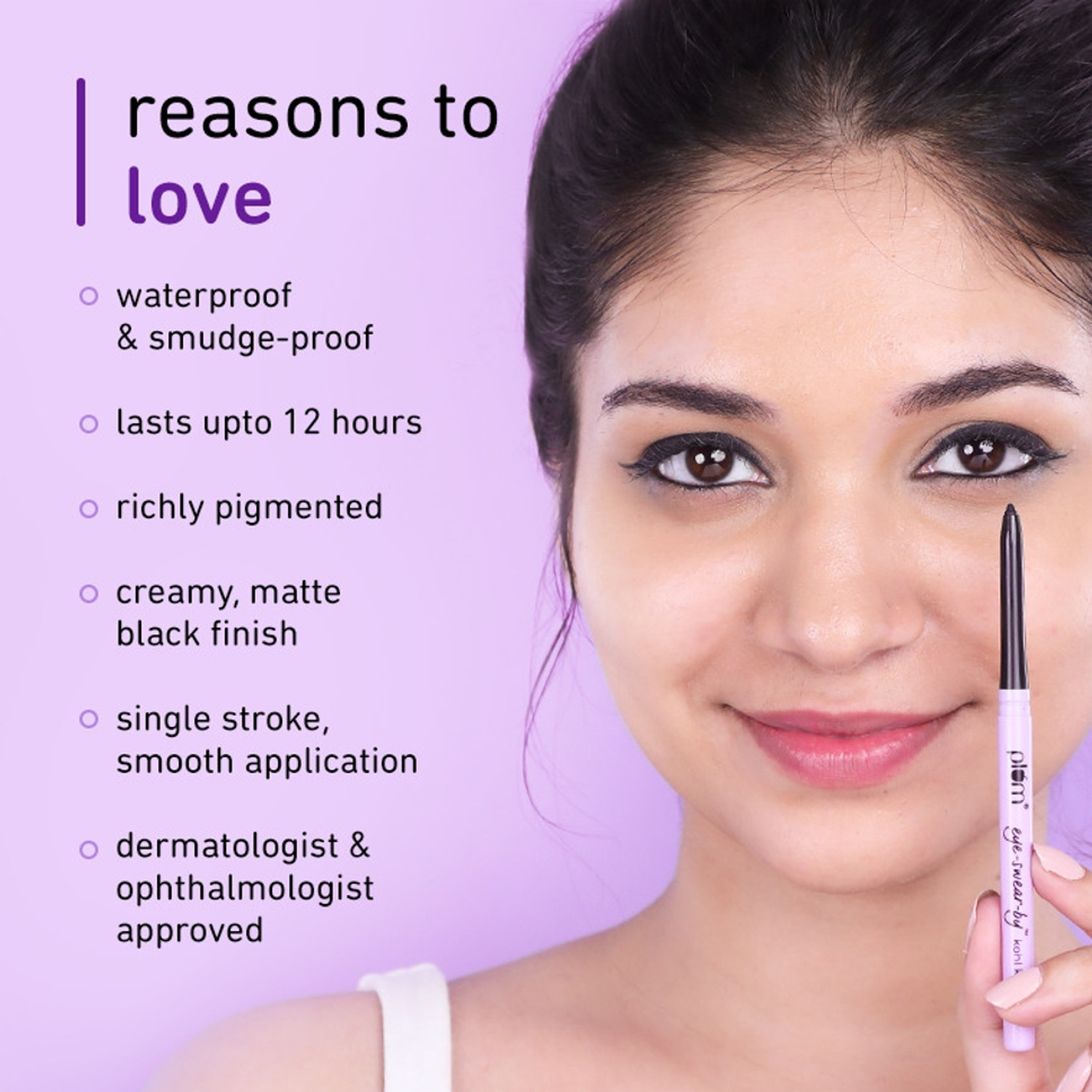 Image of Plum Eye-Swear-By Kohl Kajal | Deep Black| Matte Finish | Smudge Proof & Waterproof