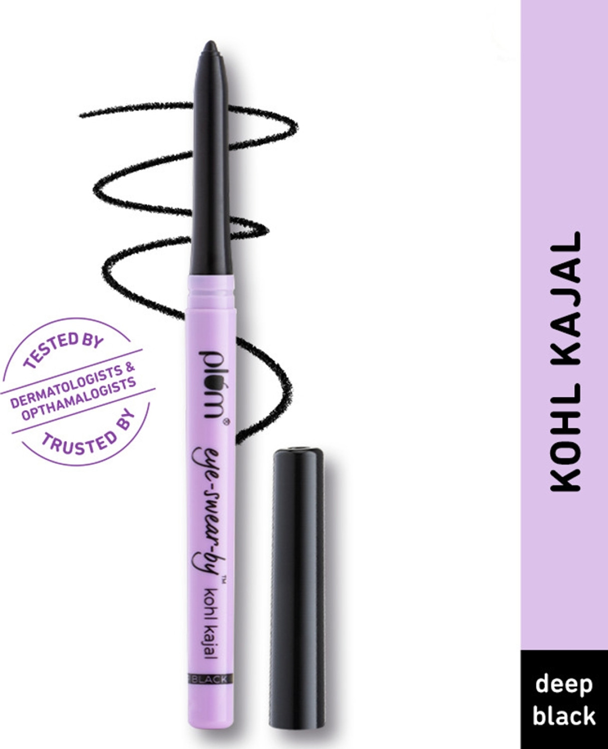 Image of Plum Eye-Swear-By Kohl Kajal | Deep Black| Matte Finish | Smudge Proof & Waterproof