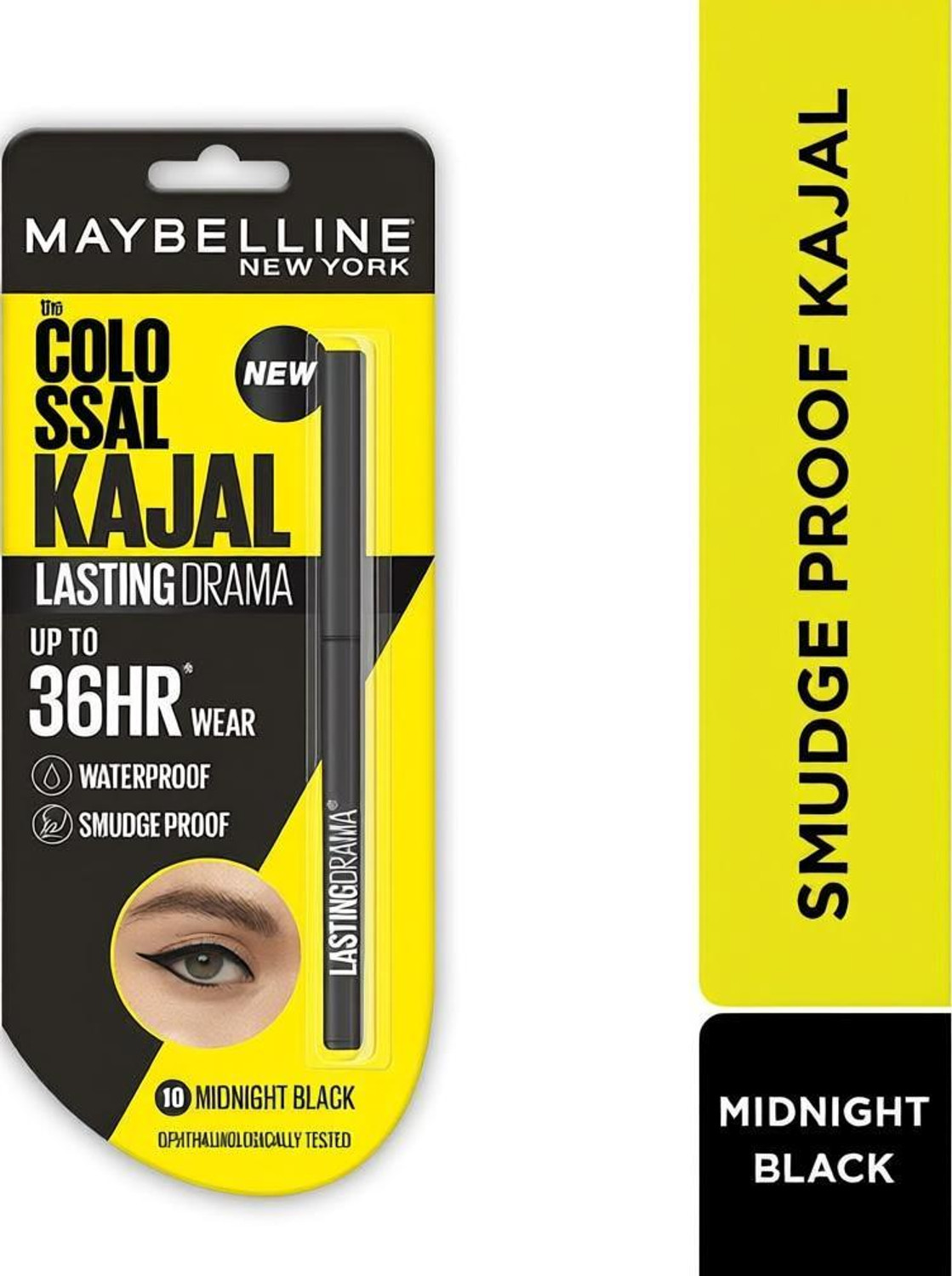 Image of MAYBELLINE NEW YORK Colossal Lasting drama Kajal - 36H Wear, Waterproof Kajal - 10 Midnight Black (Black, 0.31 g)