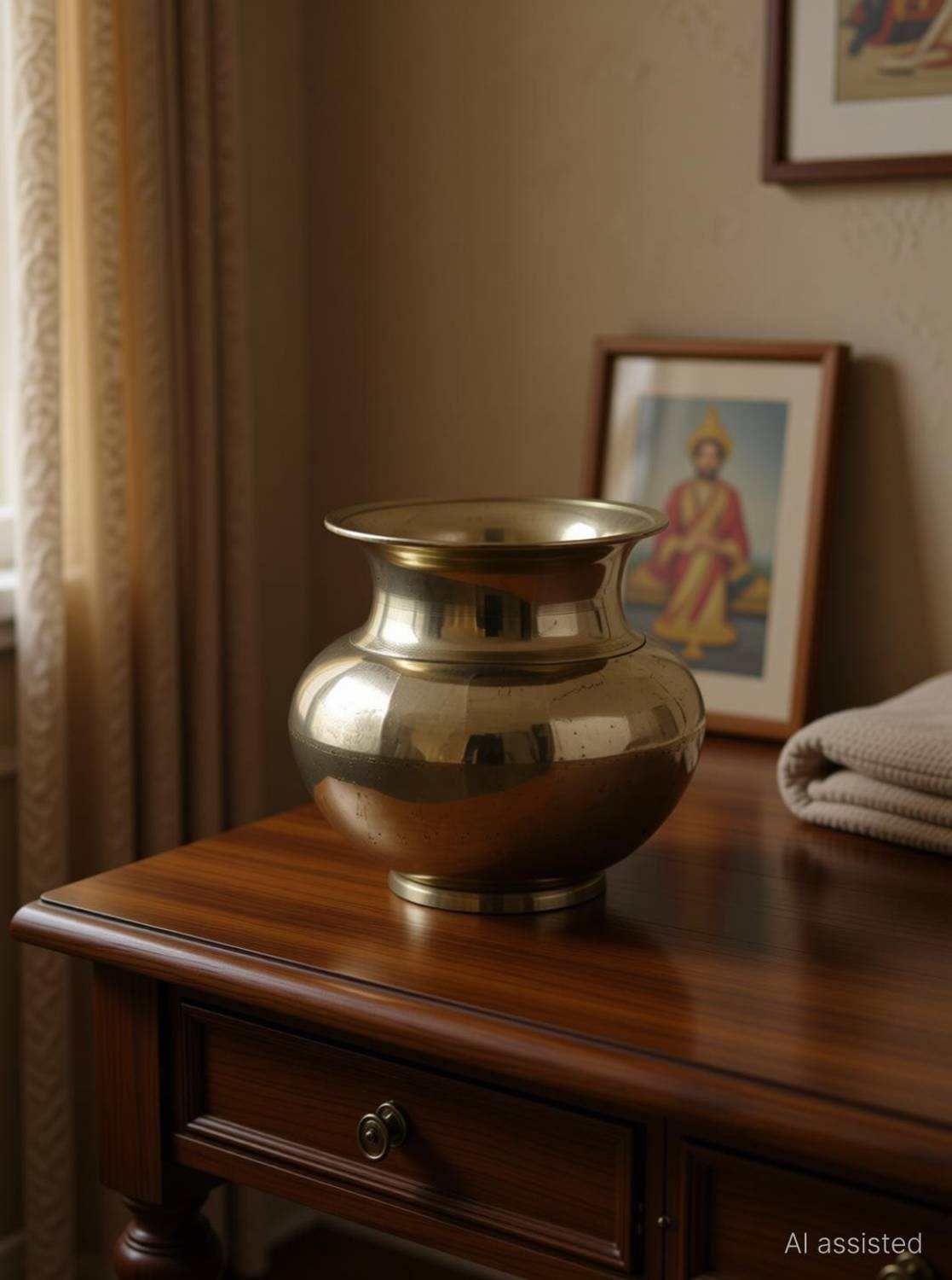 Alodie Bronze Lota | Kalash for Pooja | Lota | Brass Lota | - 3.7Wx4.0H INCHES Bronze Kalash