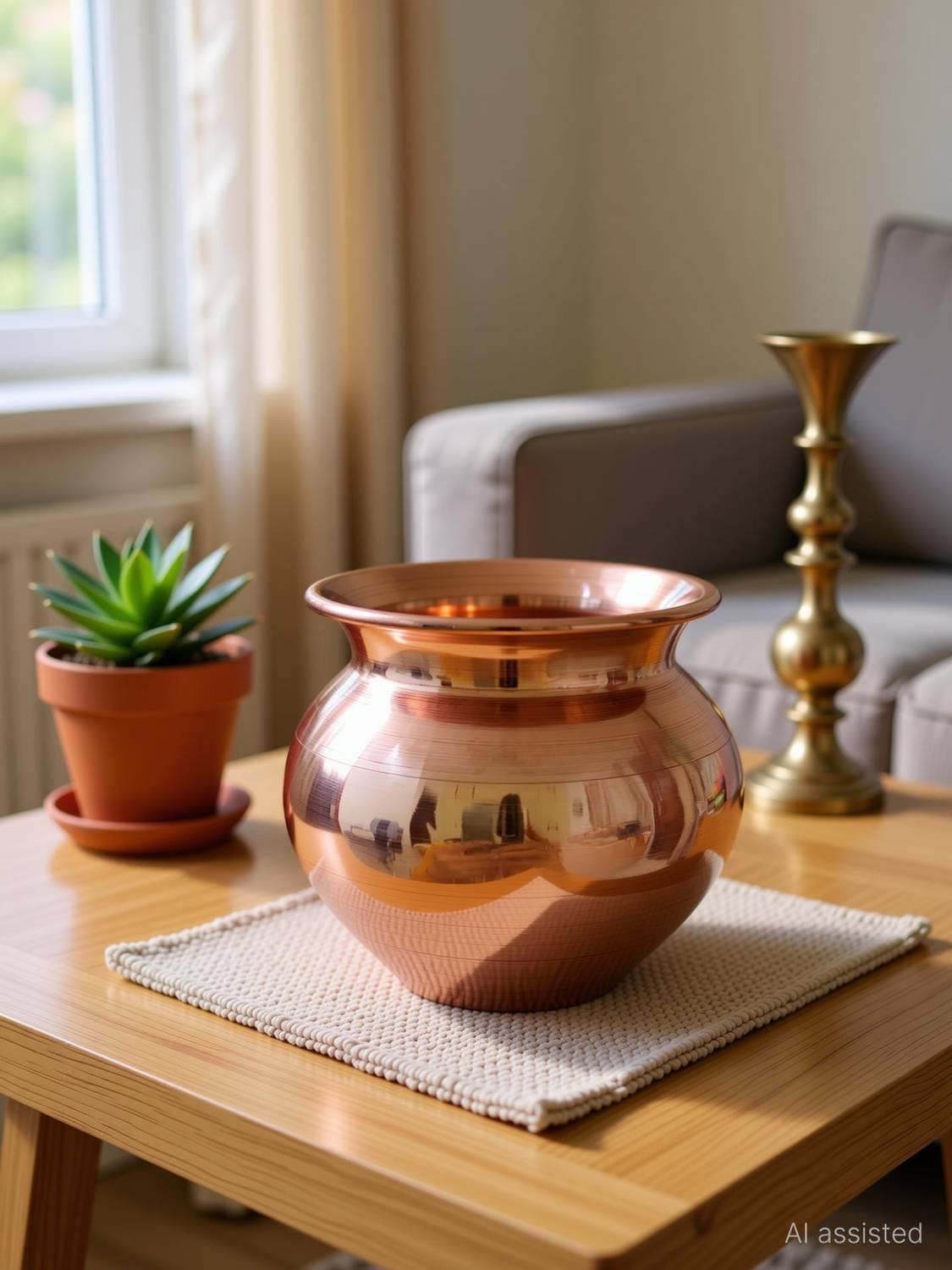 ADOKO Copper Lota 500 ml | Copper Water Vessel for Daily Use | Puja Kalash for Mandir Copper Kalash