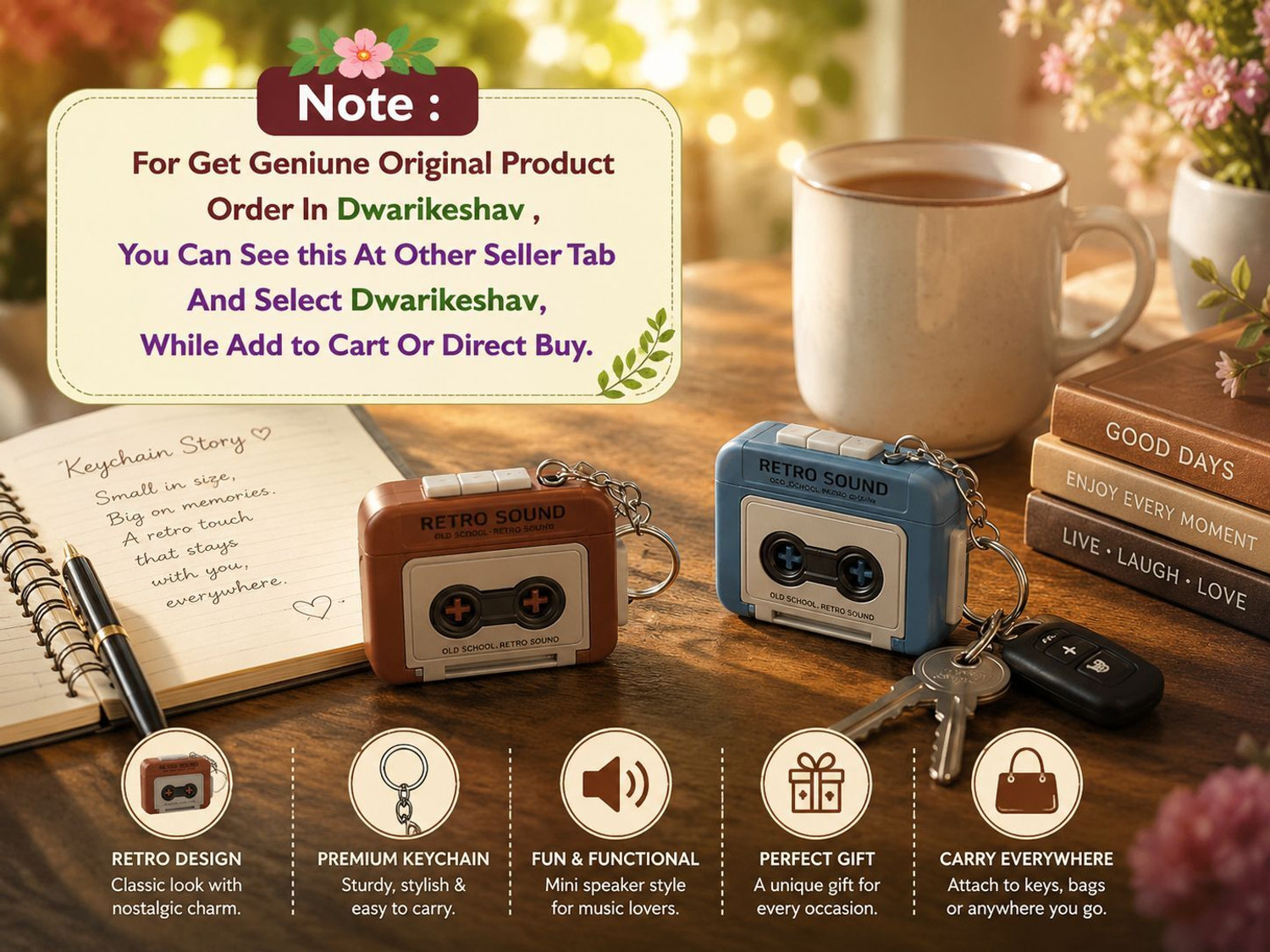 Image of Shreeyogi Mini Retro Radio Keychain with Voice Recorder & Music Player - 15-Second Audio Key Chain