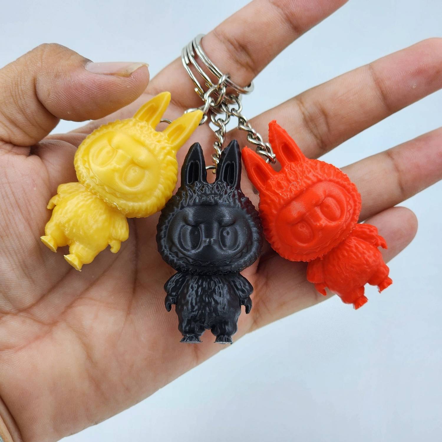 CUBIX3D LABUBU Style Keychain Combo - Set of 3 Cute Keyrings for