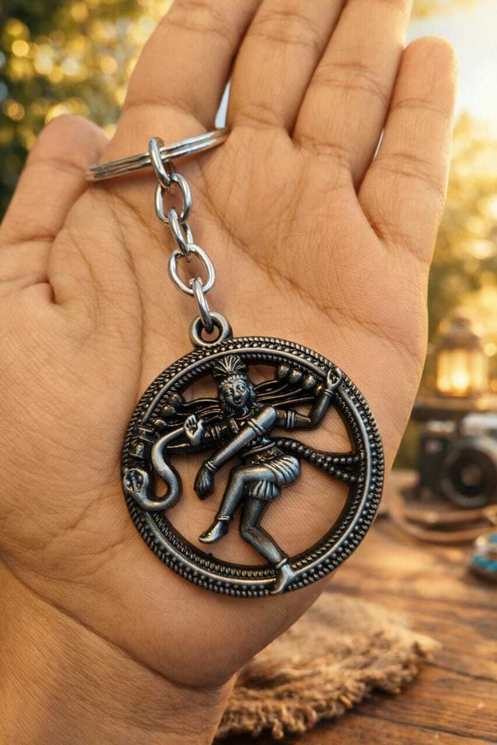 Image of TRENDiQ Antique Silver Lord Shiva Nataraja Keychain - Divine Symbol of Balance,Positive Key Chain