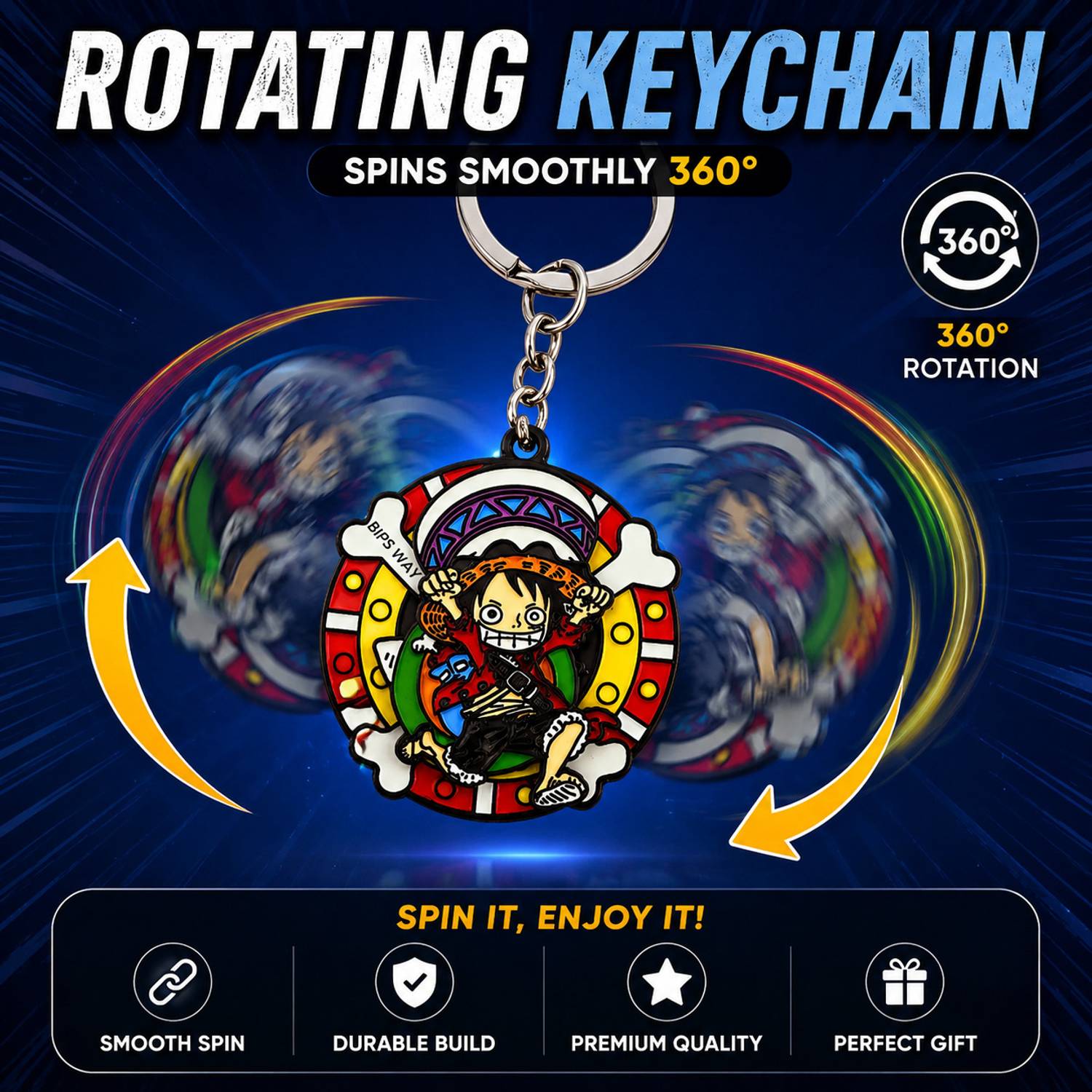 World Gift Mart One Piece Luffy Spinner Keychain - Image 2