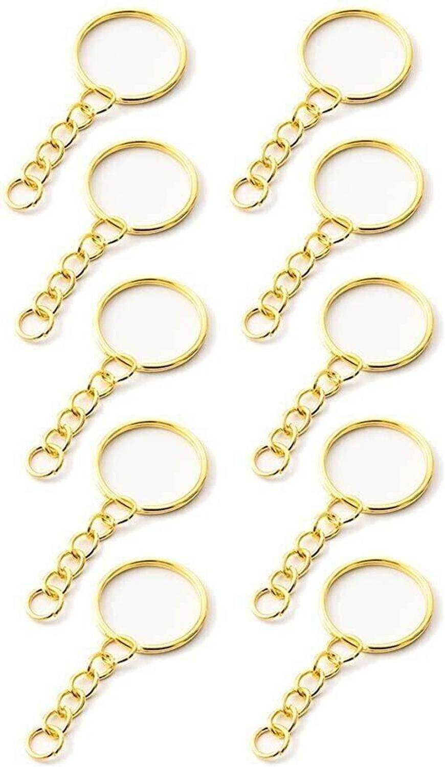 BanteyBanatey Golden Metal Loops Rings Keyring with chain Open Jump Ring Connector Key Rings Key Chain