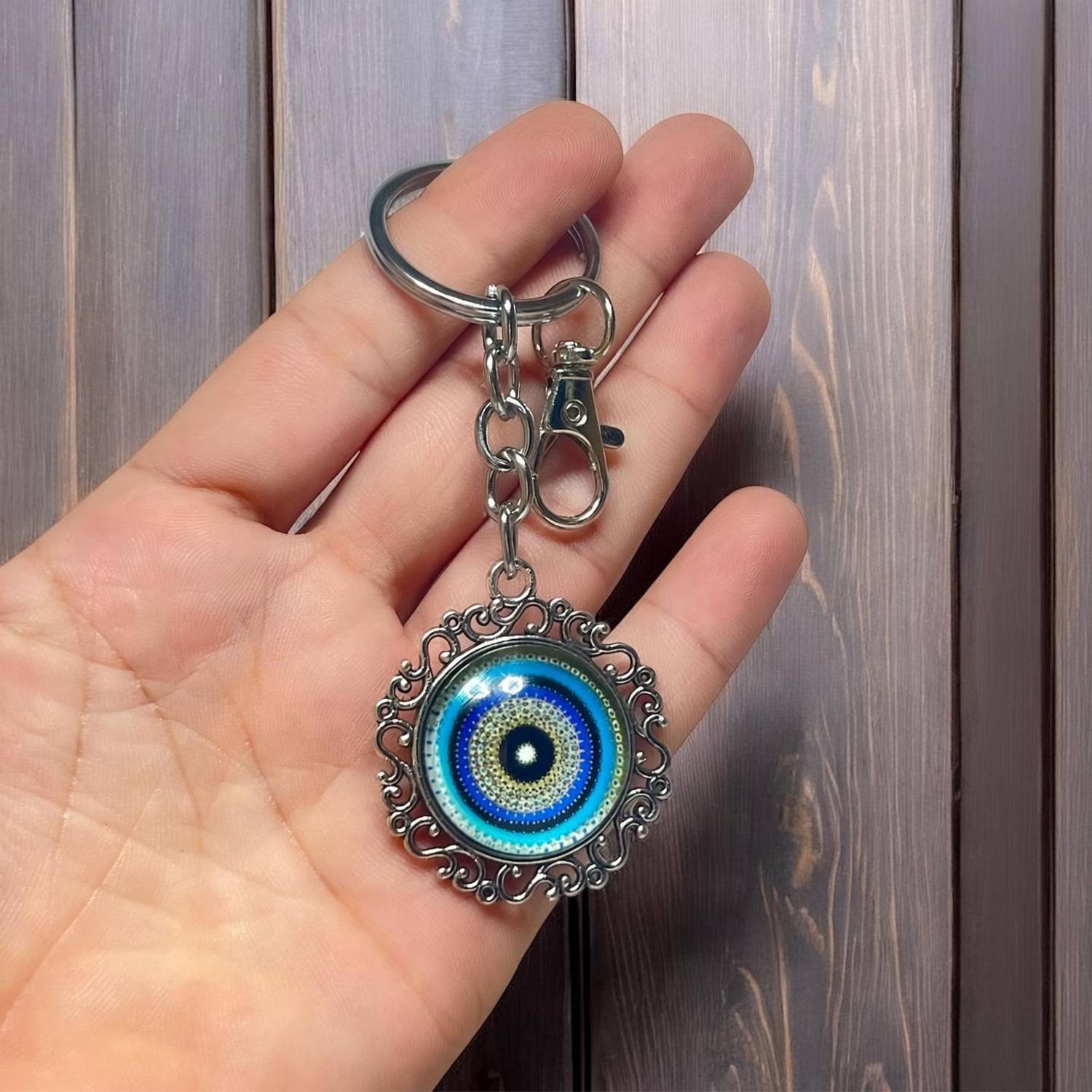 aflatunfashion 038 Evil Eye Round Keychain Key Chain